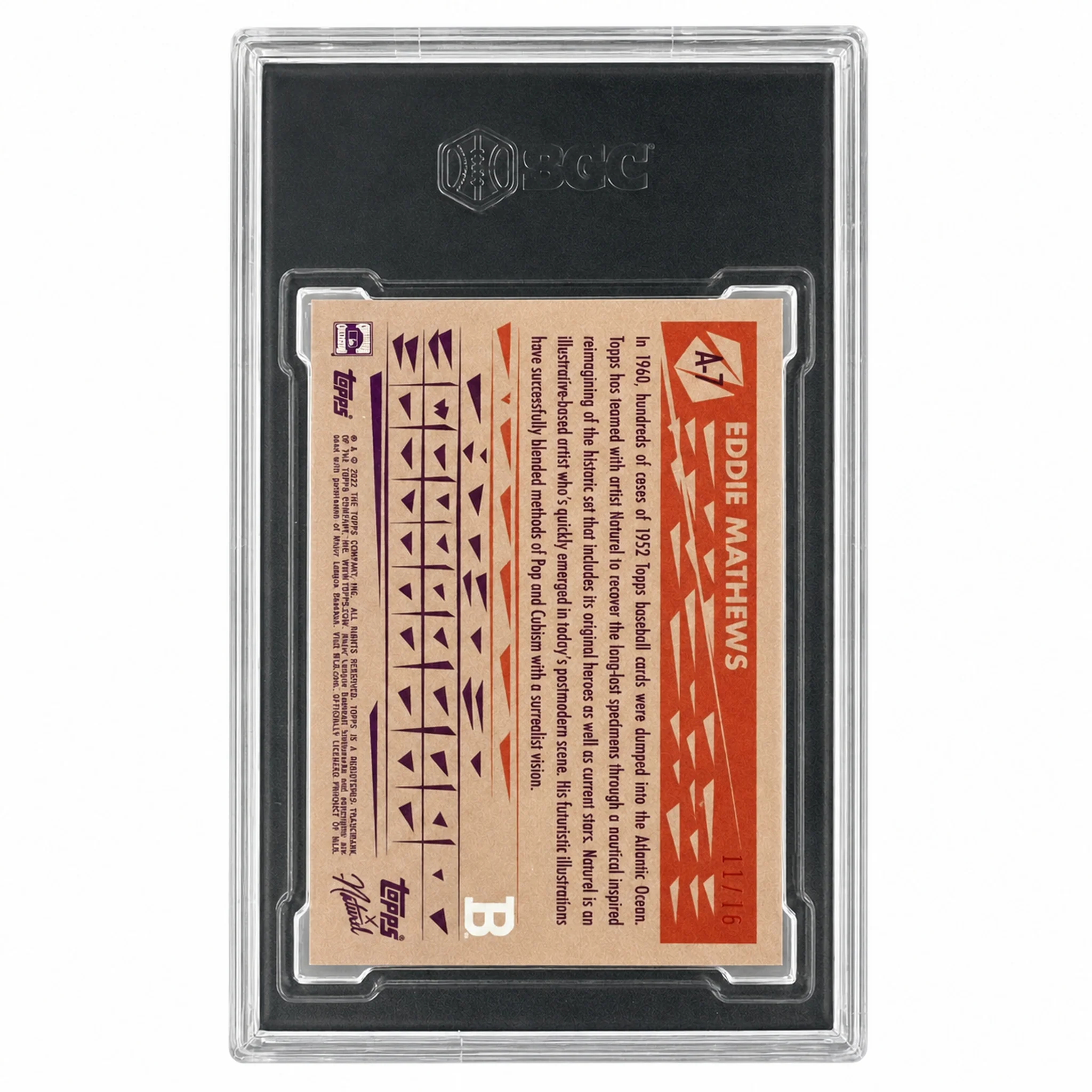 2022 Topps X Naturel #A-7 Eddie Mathews Seafoam Foil Encased Art /75 SGC 9.5 - Image 2