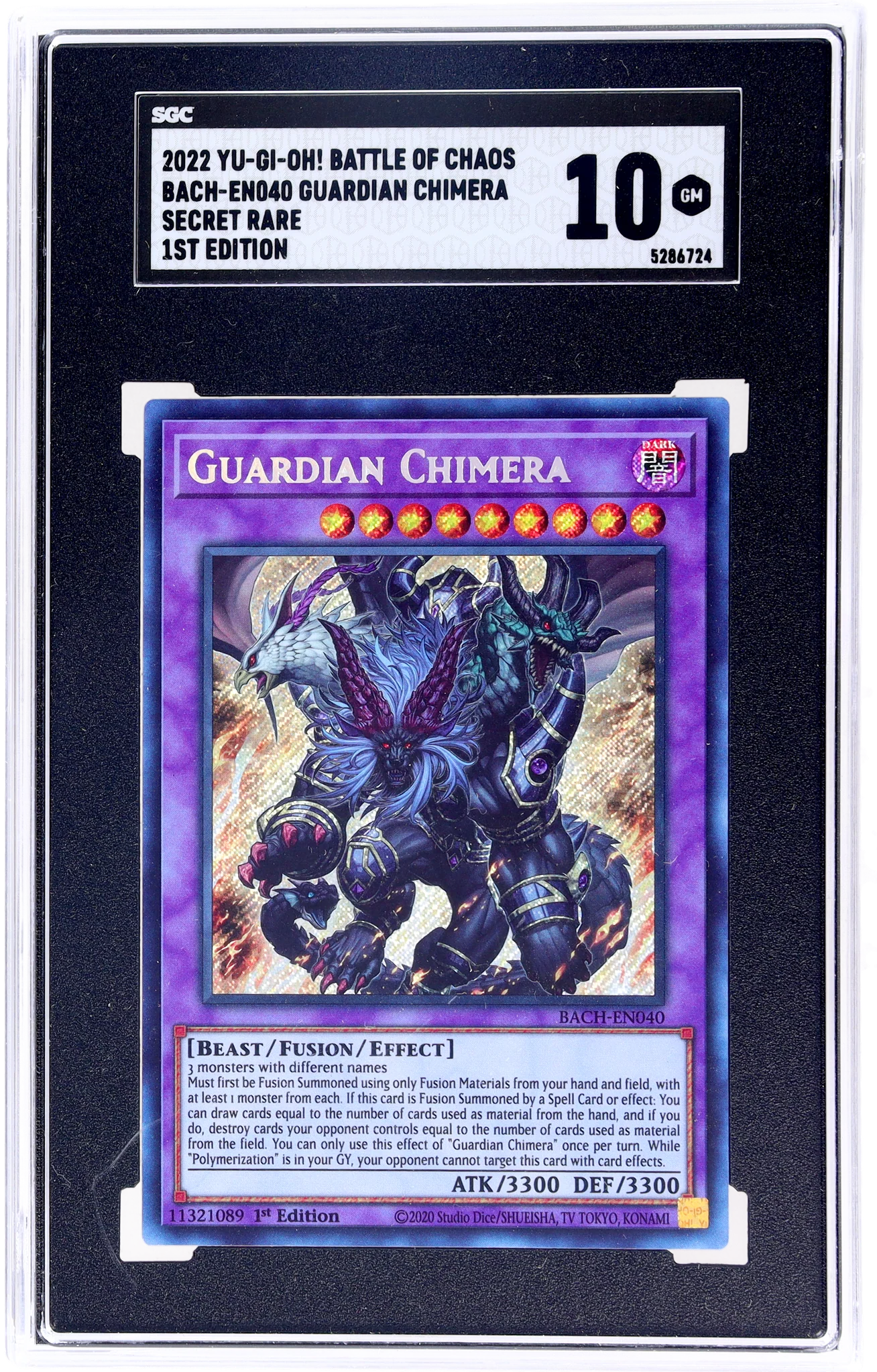 2022 Yu-Gi-Oh! Battle Of Chaos #BACH-EN040 Guardian Chimera Secret Rare 1stEd. SGC 10