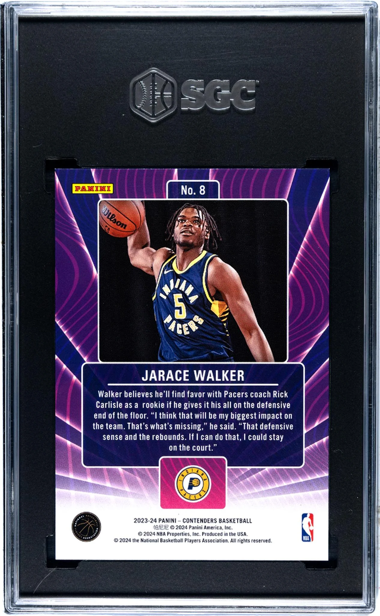 2023-24 Panini Contenders Lottery Ticket Jarace Walker #8 SGC 10 - Image 2