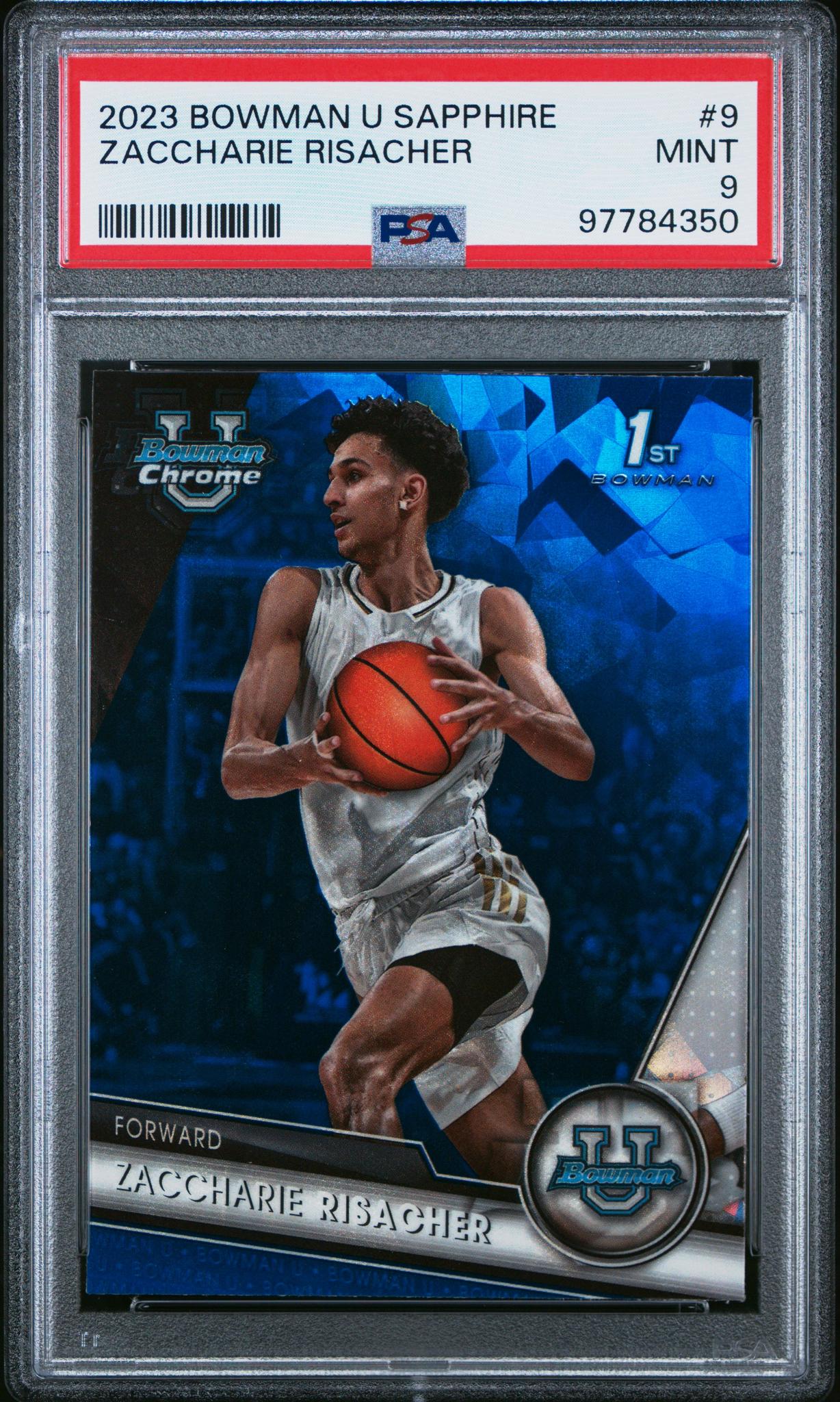 2023 Bowman U Chrome Sapphire Zaccharie Risacher #9 1st Bowman PSA 9