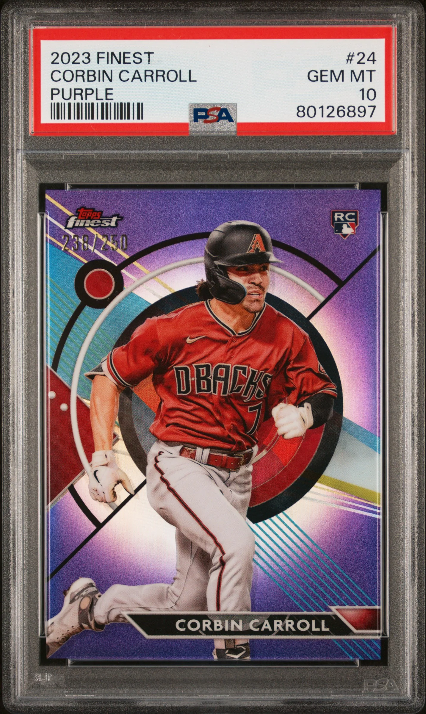 2023 Finest Purple Refractor Corbin Carroll #24 /250 PSA 10