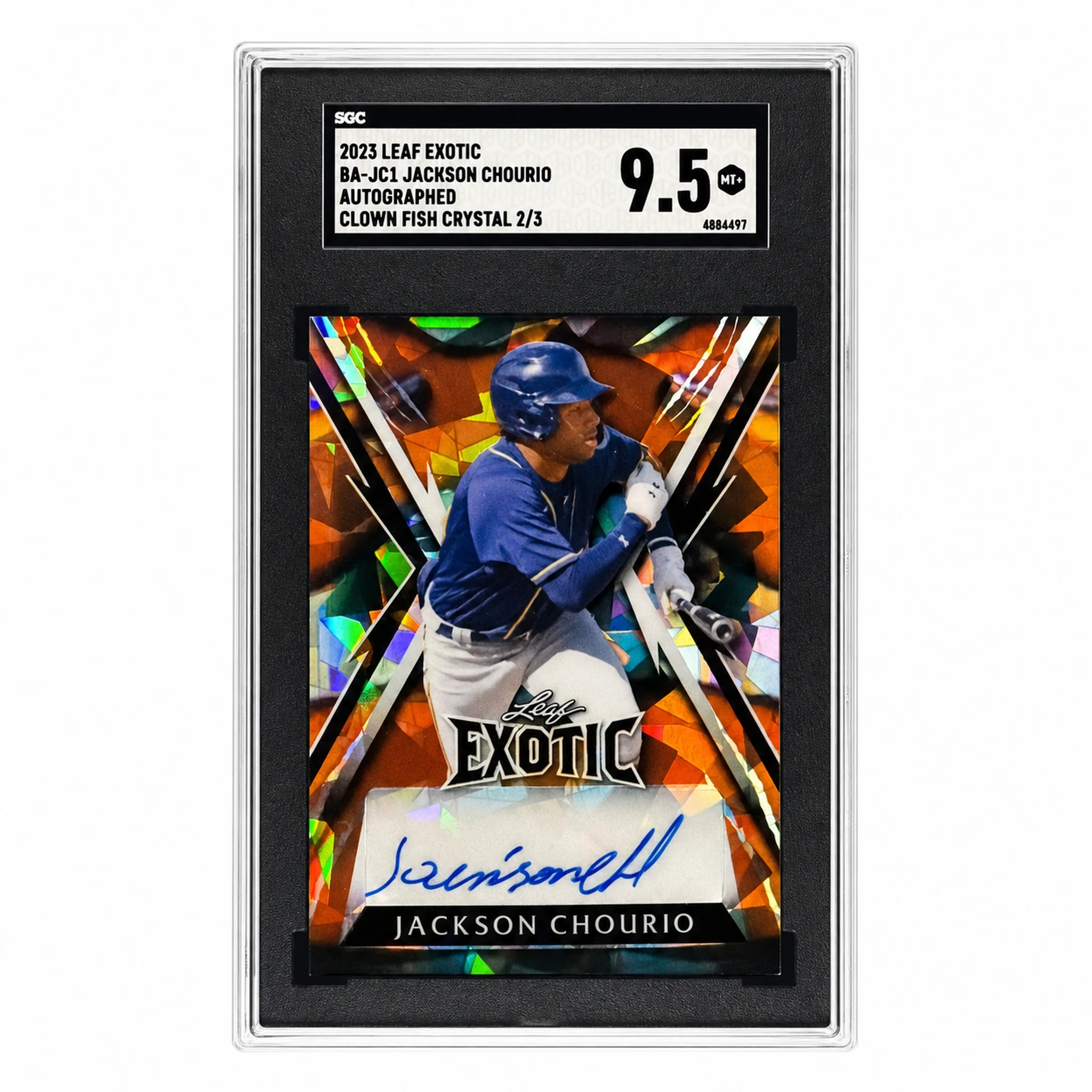 2023 Leaf Exotic Jackson Chourio Clown Fish Crystal Auto /3 SGC 9.5