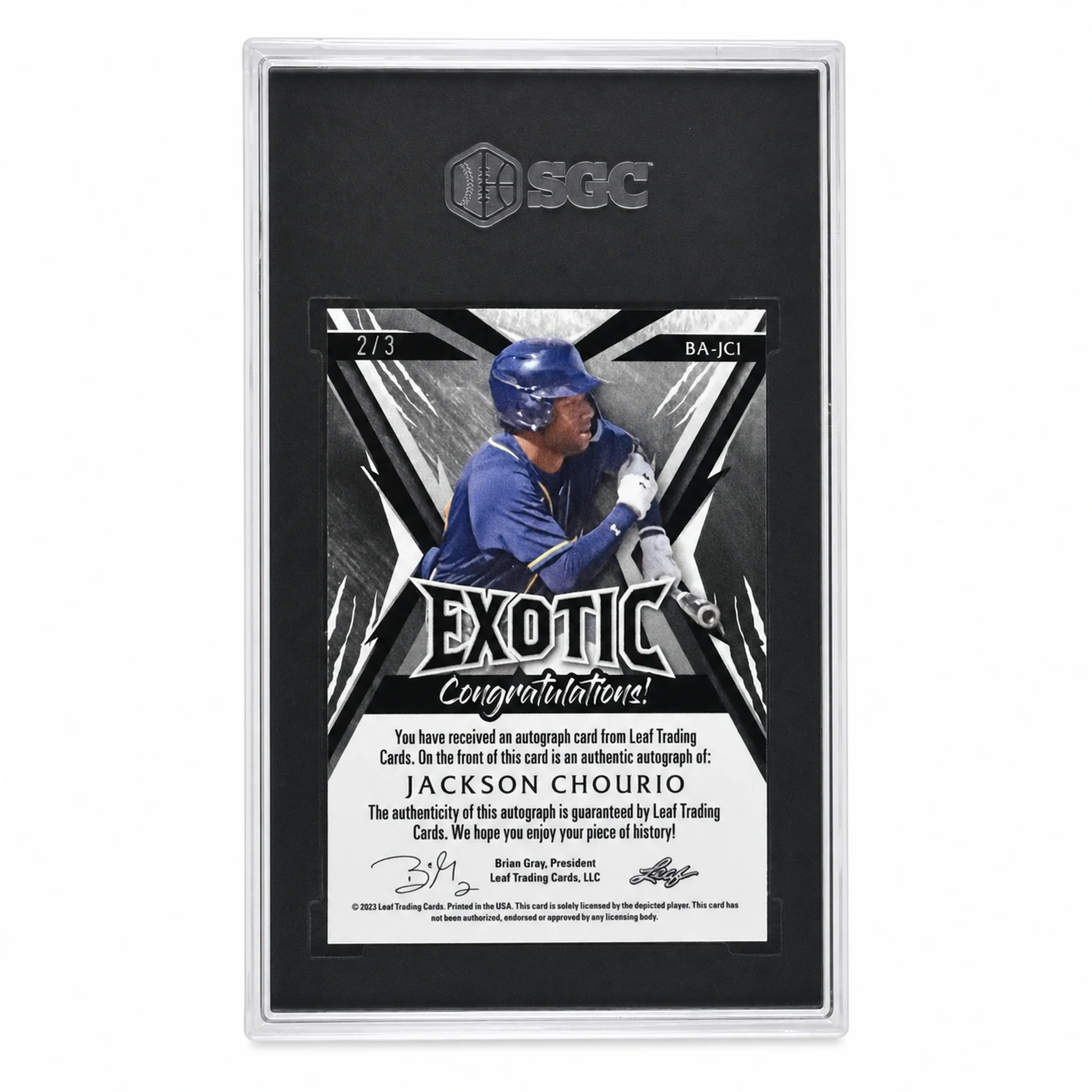 2023 Leaf Exotic Jackson Chourio Clown Fish Crystal Auto /3 SGC 9.5 - Image 2
