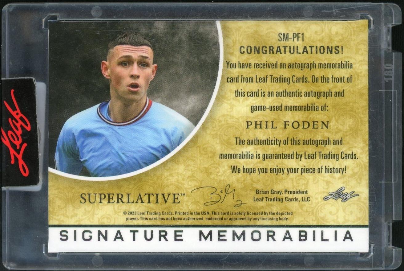 2023 Leaf Superlative SM-PF1 Phil Foden Patch Autograph /3 - Image 2