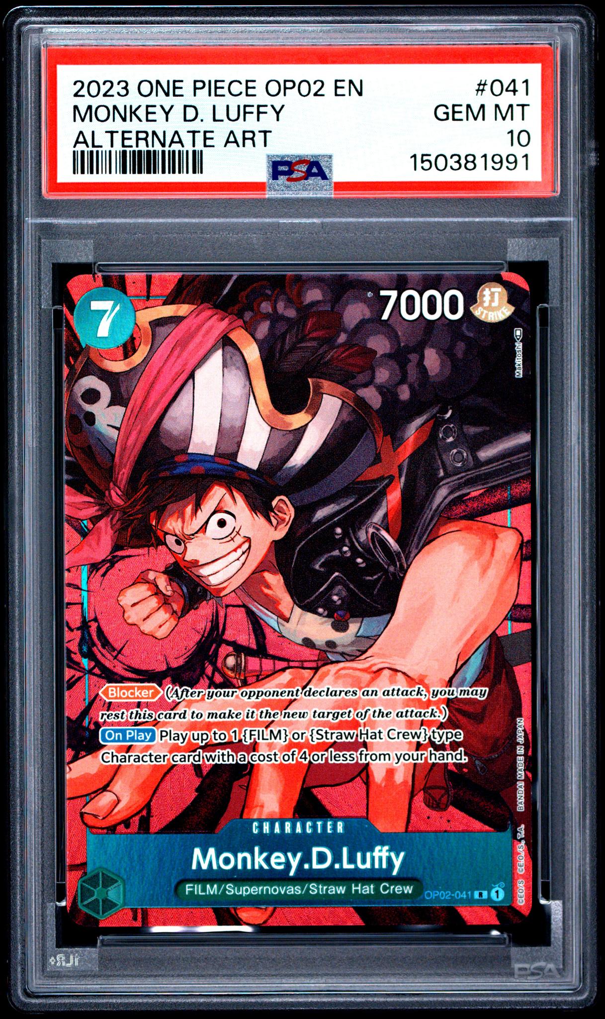 2023 One Piece Paramount War Alternate Art Monkey D. Luffy #OP02-041 PSA 10