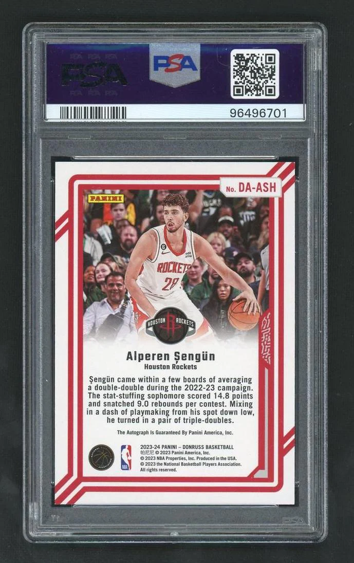 2023 Panini Donruss Dominators Autographs Holo Red and Gold Laser Alperen Sengun #DAASH PSA 10 - Image 2