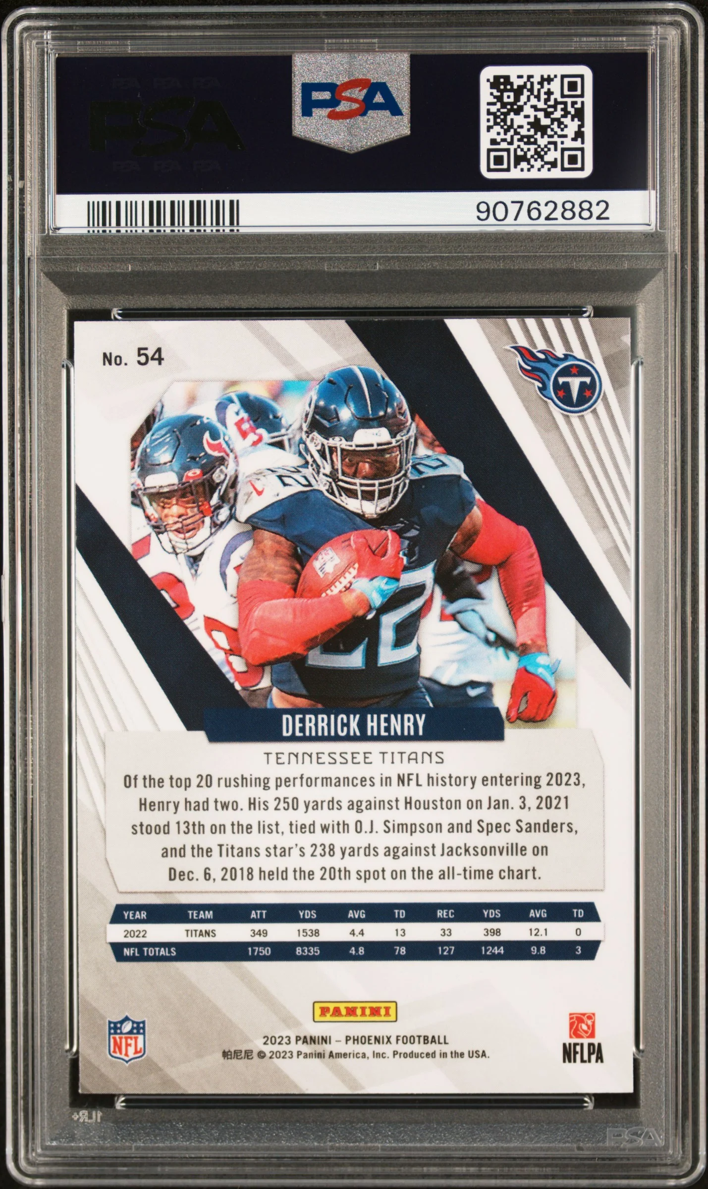 2023 Panini Phoenix White Shimmer Derrick Henry #54 PSA 10 - Image 2