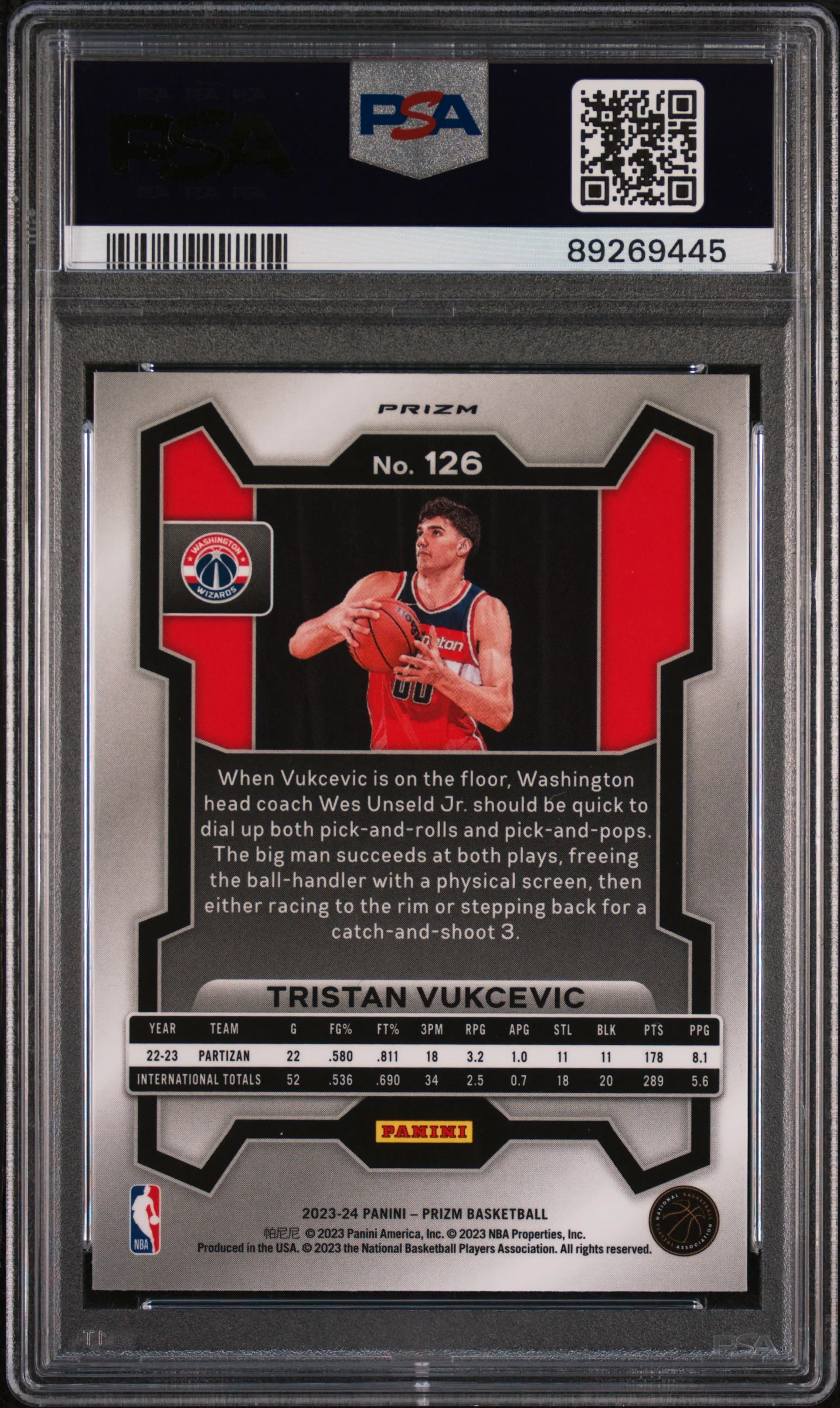2023 Panini Prizm Hyper Prizm Tristan Vukcevic #126 PSA 10 - Image 2