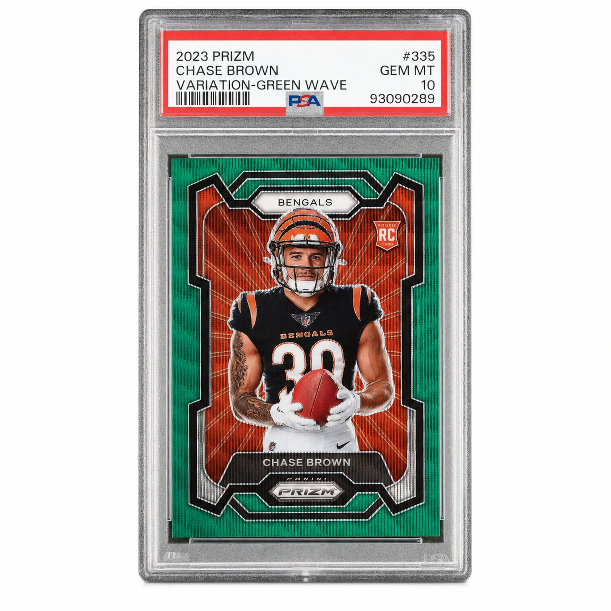 2023 Panini Prizm Variation-Green Wave Chase Brown #335 PSA 10