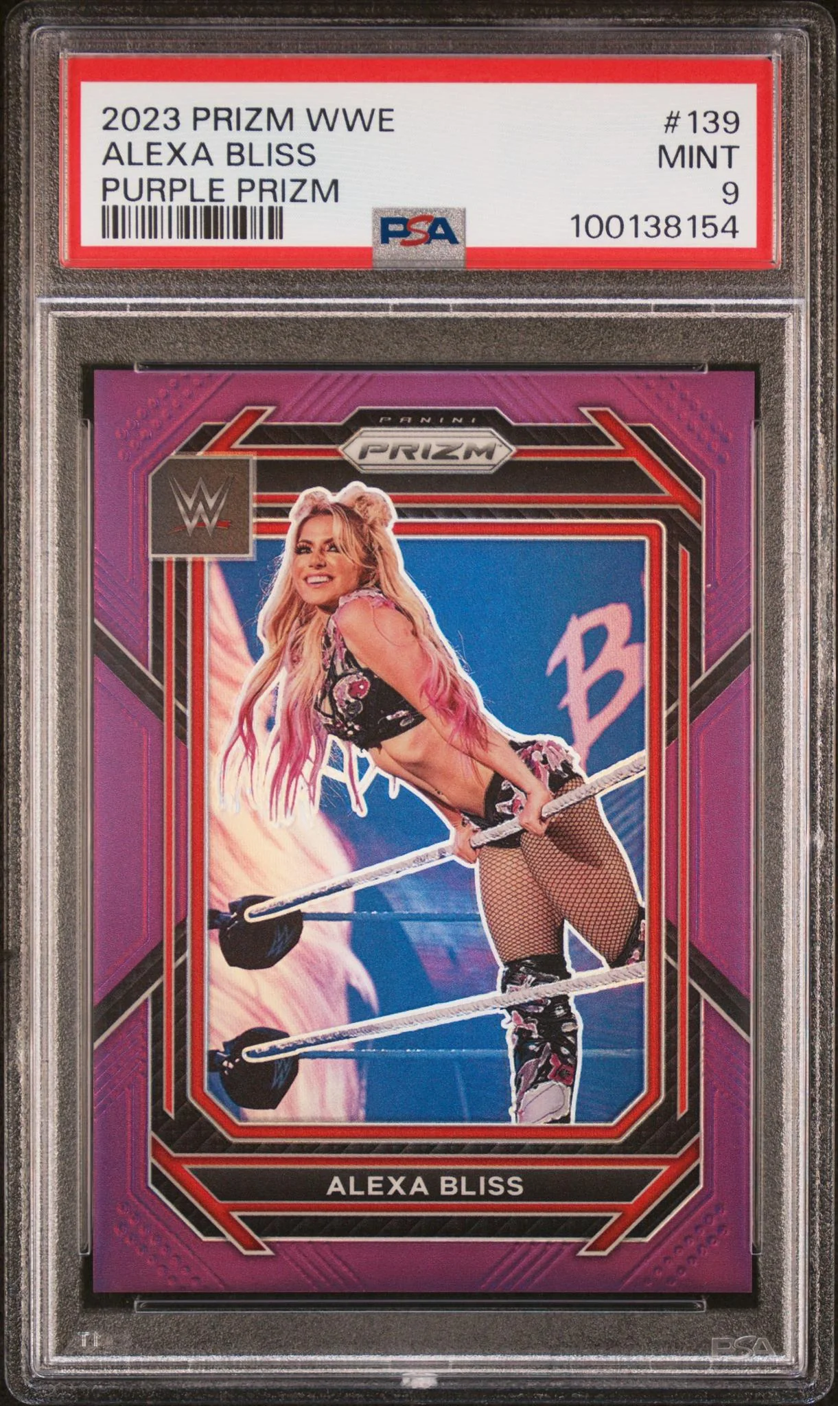 2023 Panini Prizm WWE Purple Prizm Alexa Bliss #139 /149 PSA 9