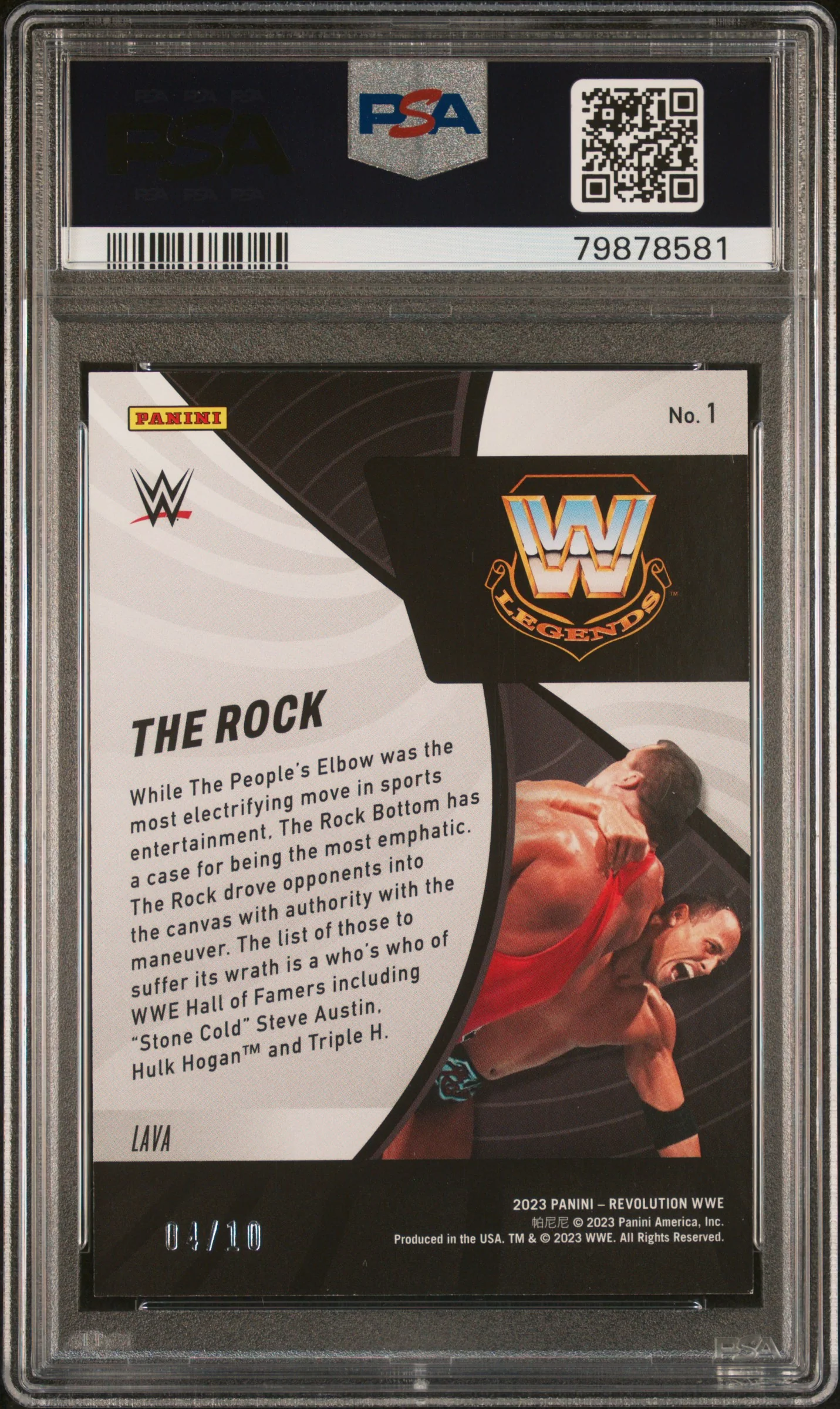 2023 Panini Revolution WWE Revolutionary Finishers Lava the Rock #1 /10 PSA 9 - Image 2