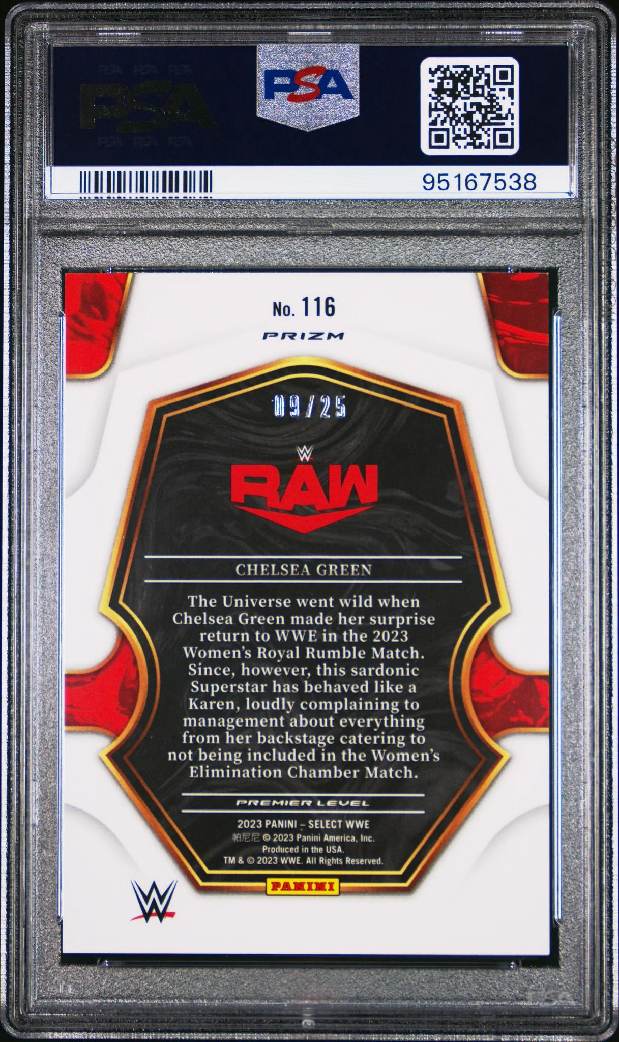 2023 Panini Select WWE Tie-Dye Chelsea Green #116 /25 PSA 7 - Image 2