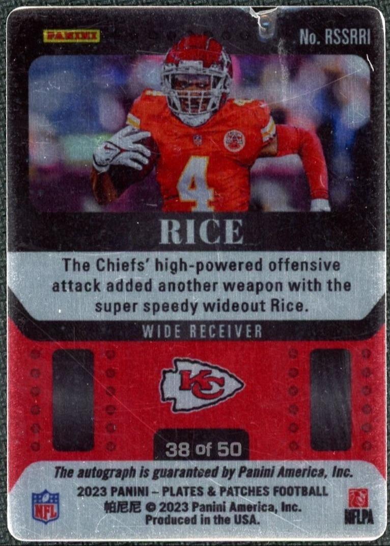 2023 Plates & Patches Rookie Steel Signatures Vector /50 Rashee Rice Auto RC - Image 2