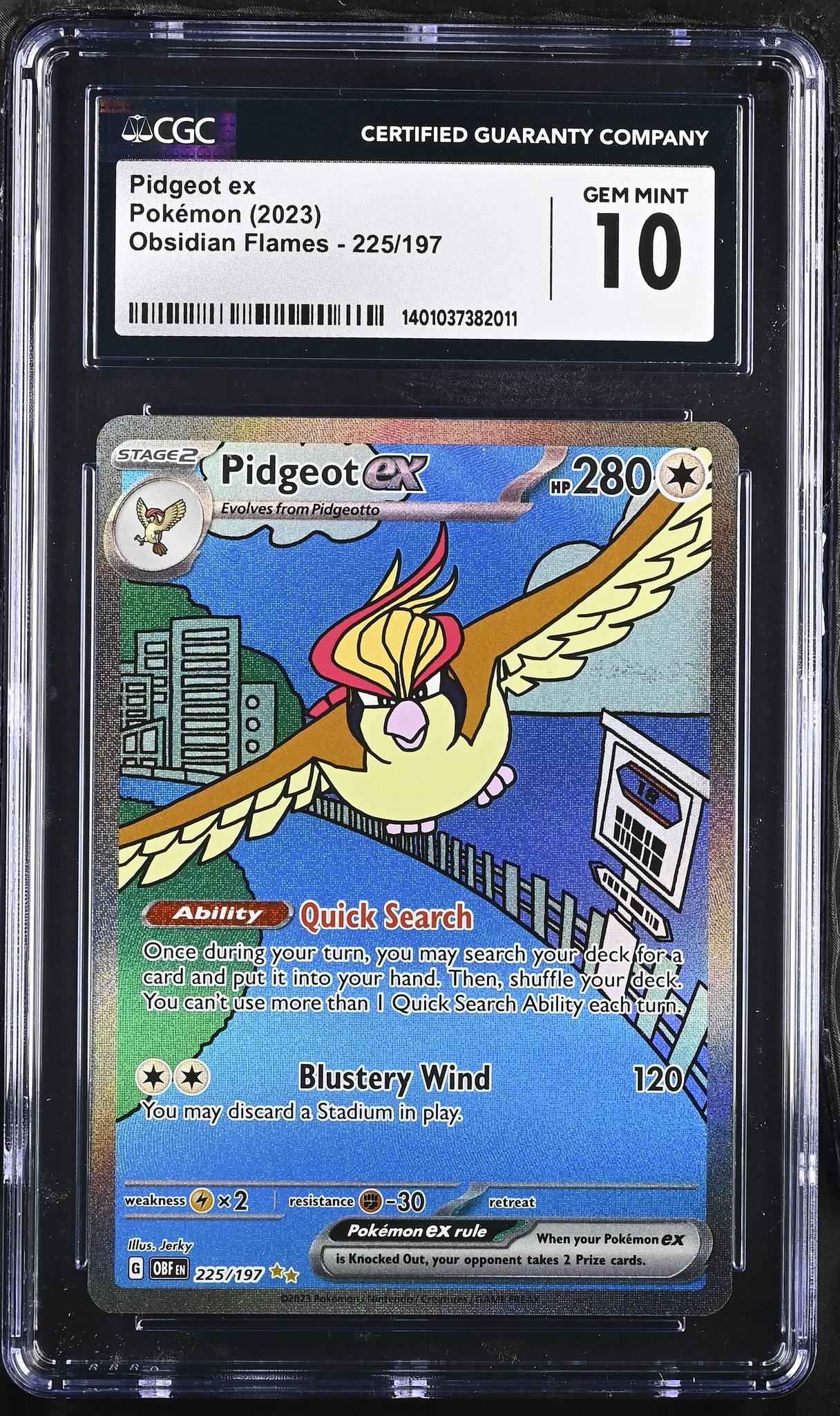 2023 Pokemon #225/197 Pidgeot ex Obsidian Flames CGC 10