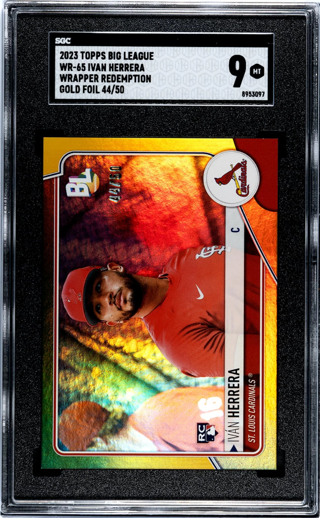 2023 Topps Big League Wrapper Redemp Gold Foil Ivan Herrera #WR-65 RC /50 SGC 9