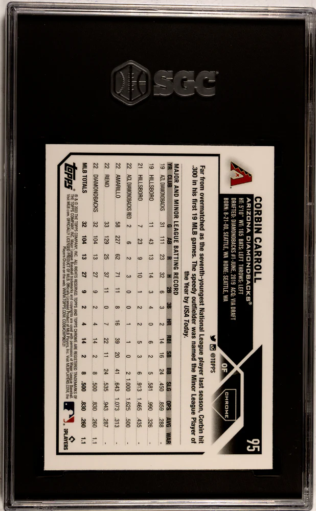 2023 Topps Chrome #95 Corbin Carroll SGC 10 - Image 2