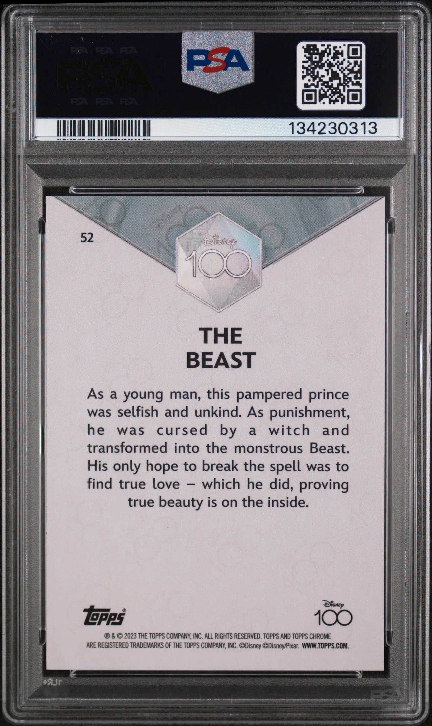 2023 Topps Chrome Disney100 the Beast #52 PSA 9 - Image 2