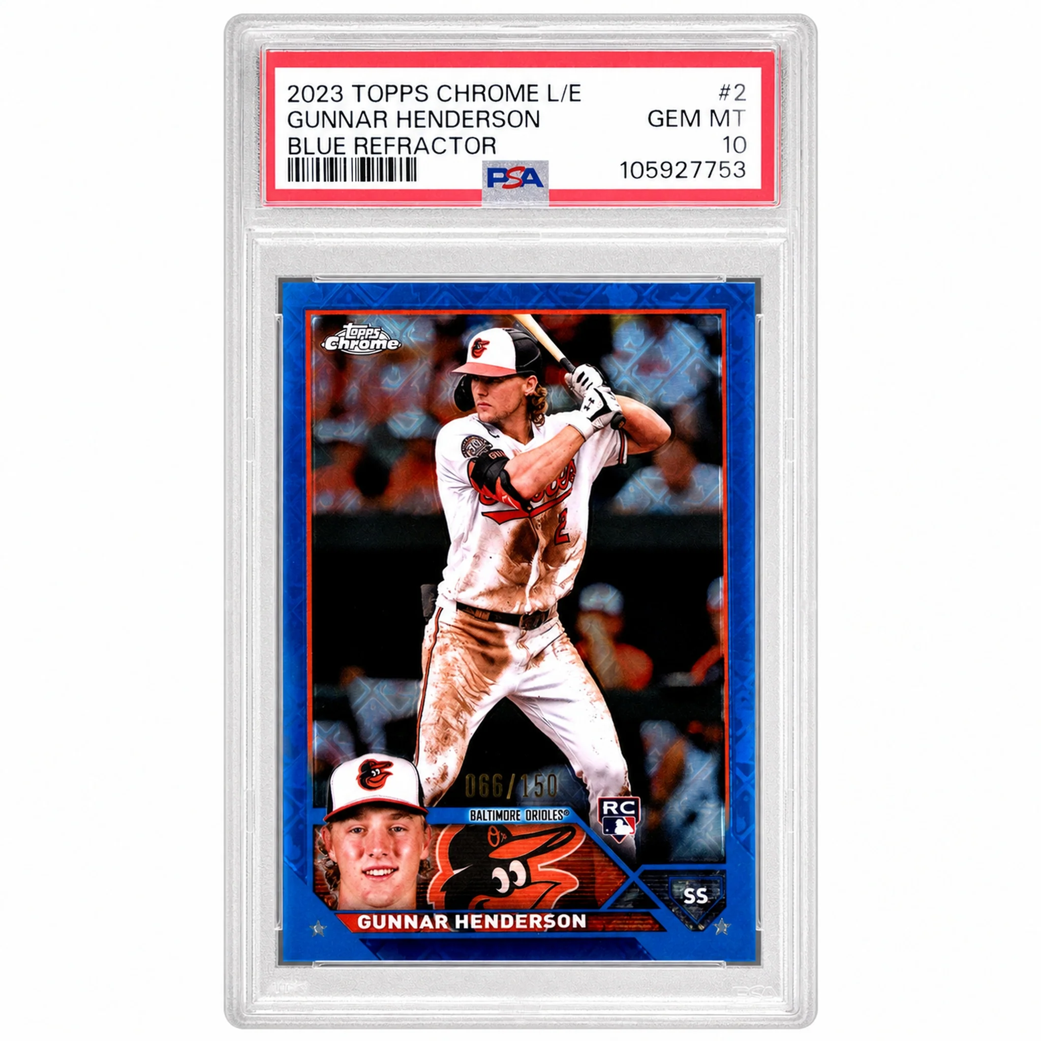 2023 Topps Chrome Logofractor Blue Refractor Gunnar Henderson #2 /150 PSA 10