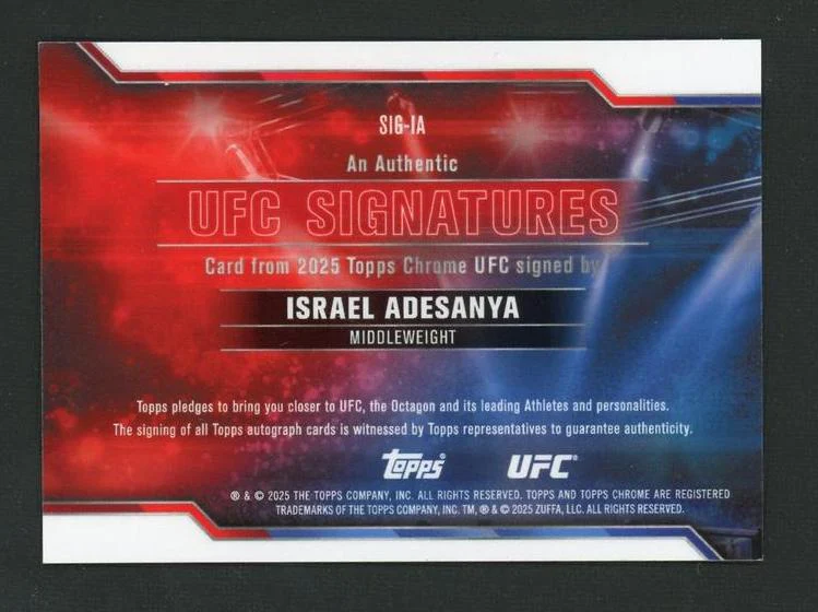2023 Topps Chrome SIG-IA Israel Adesanya UFC Signatures /10 Auto - Image 2