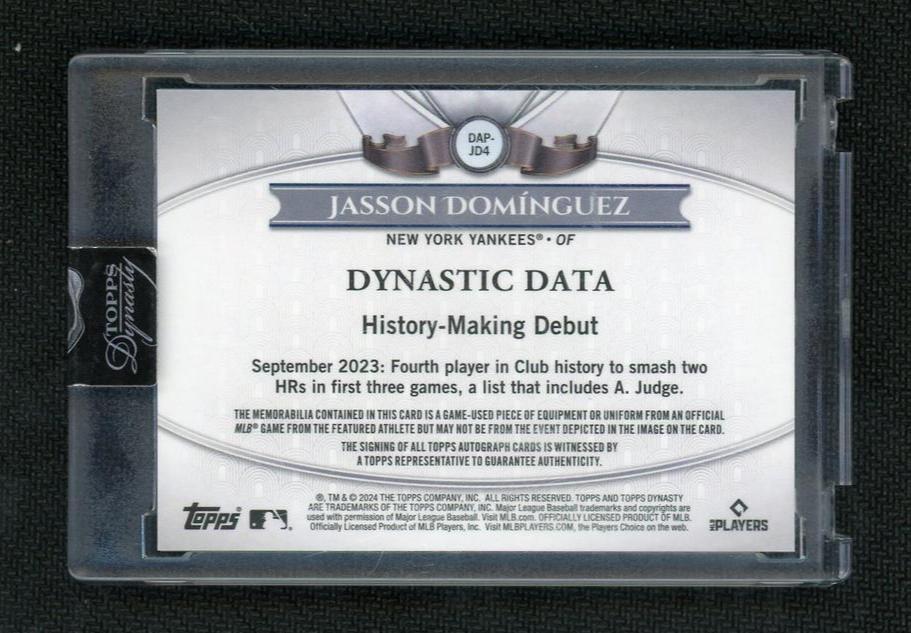 2023 Topps Dynasty DAP-JD4 Jasson Domínguez Dynastic Data Rookie New York Yankees Auto - Image 2