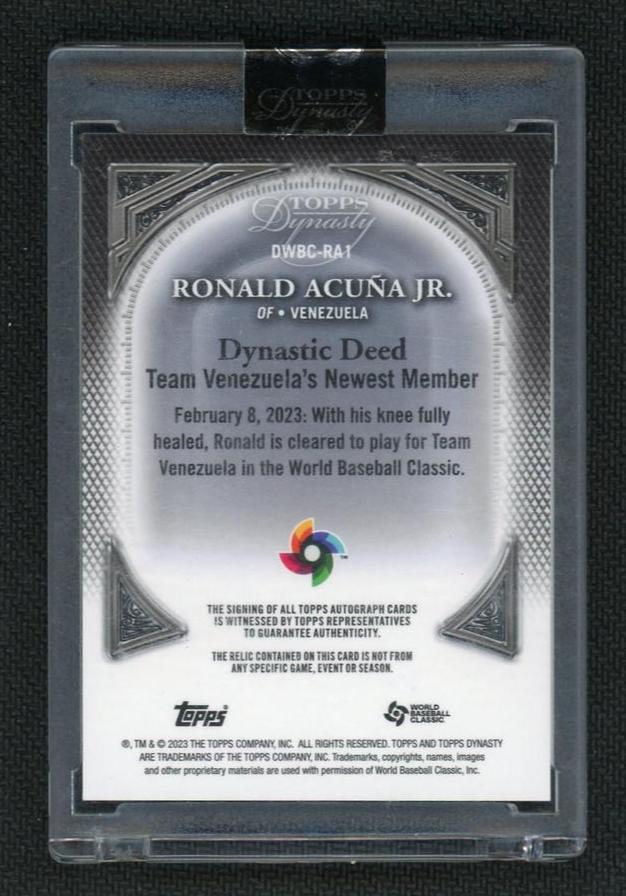 2023 Topps Dynasty DWBC-RAJ Ronald Acuña Jr. Dynastic Deed Venezuela Auto - Image 2