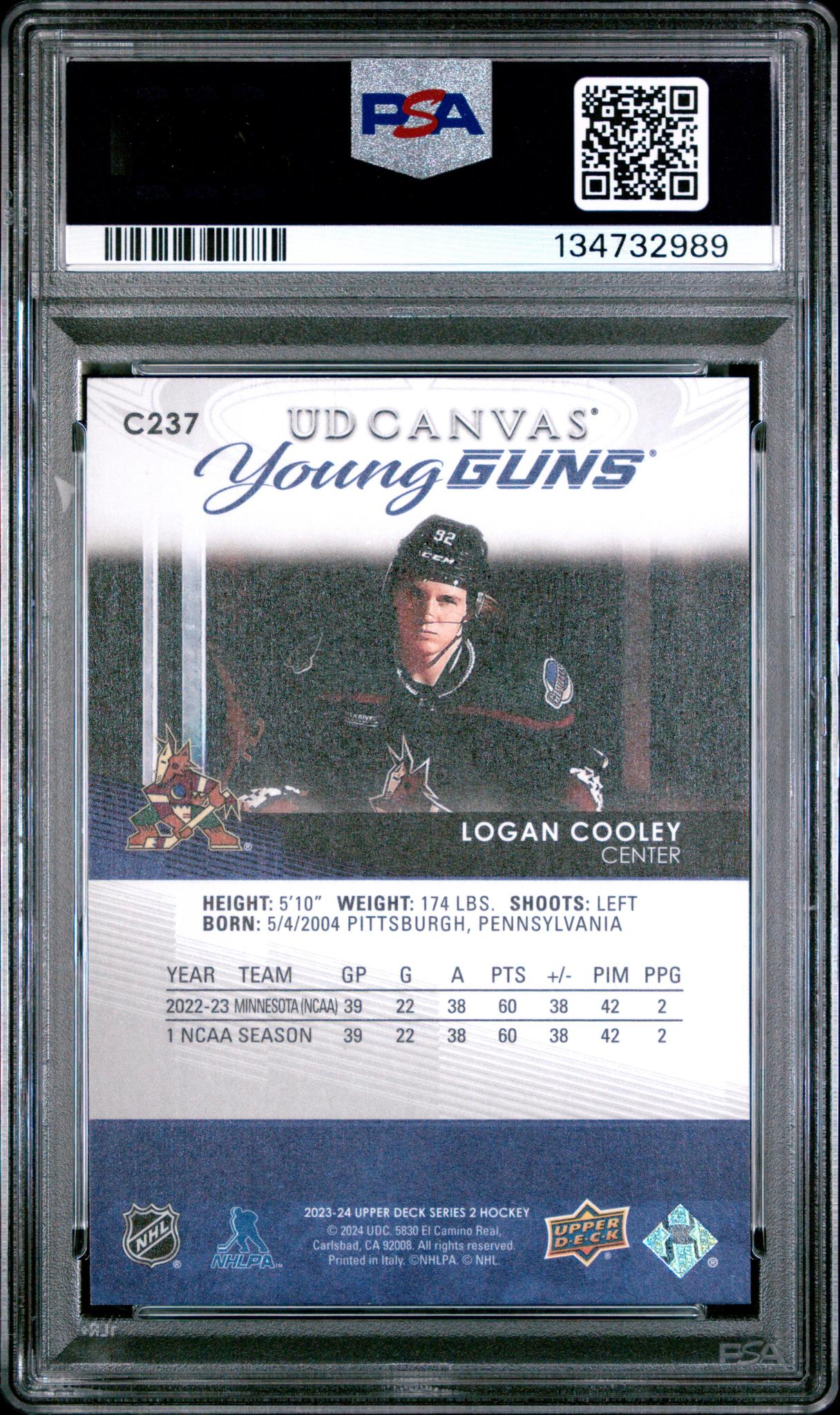 2023 Upper Deck UD Canvas Logan Cooley #C237 PSA 10 - Image 2