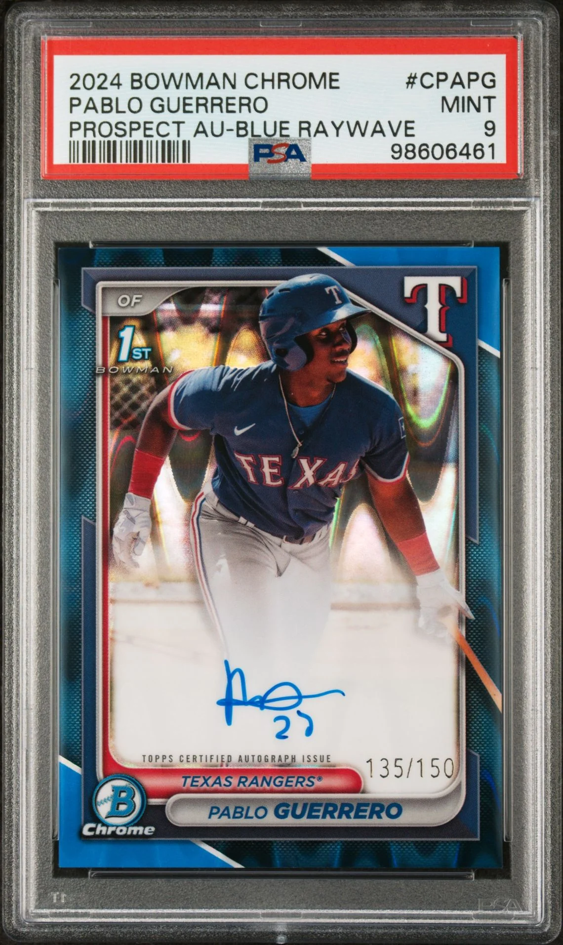 2024 Bowman Chrome Blue RayWave Pablo Guerrero #CPA-PG Auto /150 PSA 9