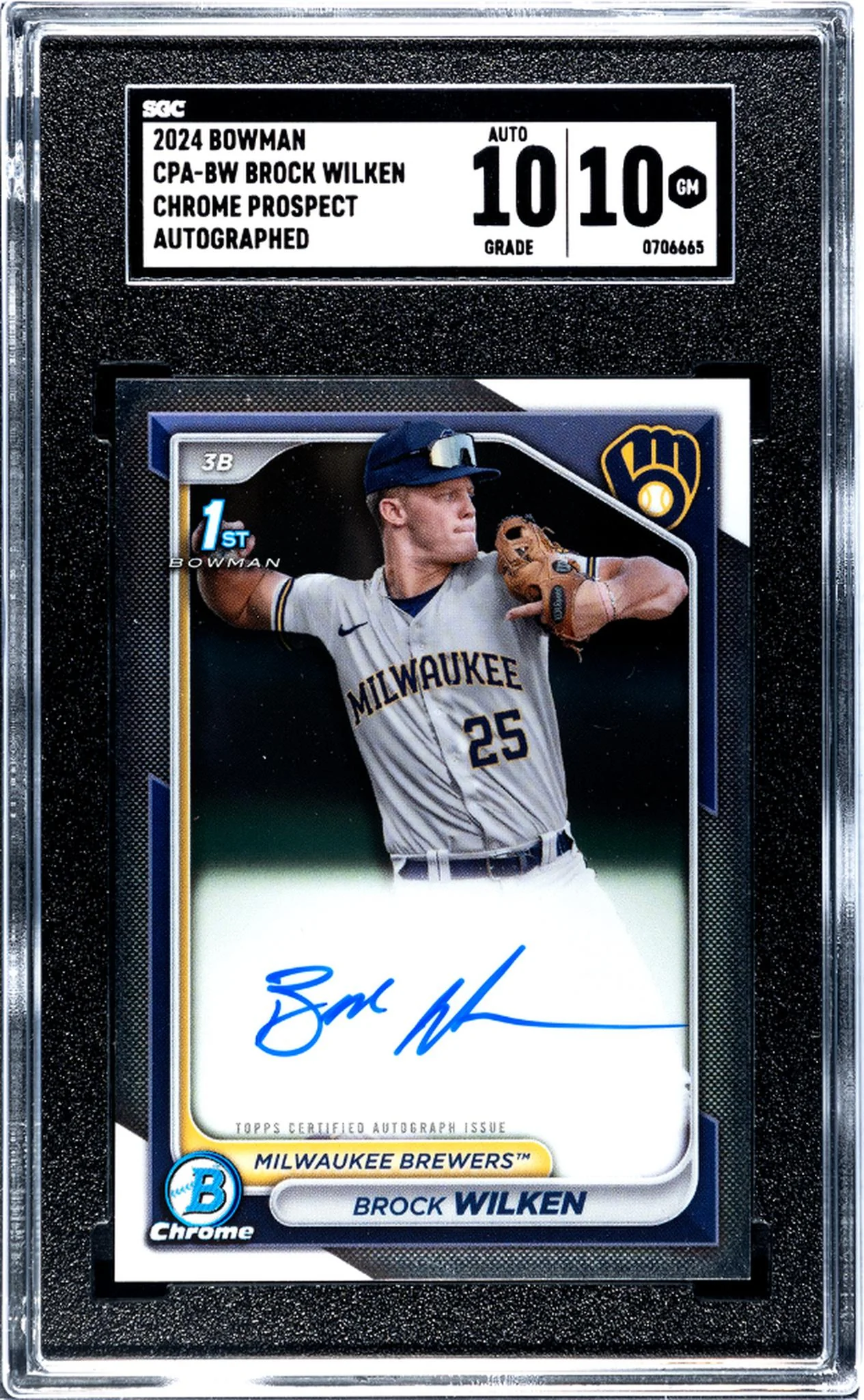 2024 Bowman #CPA-BW Brock Wilken Chrome Prospect Autographed Auto SGC 10
