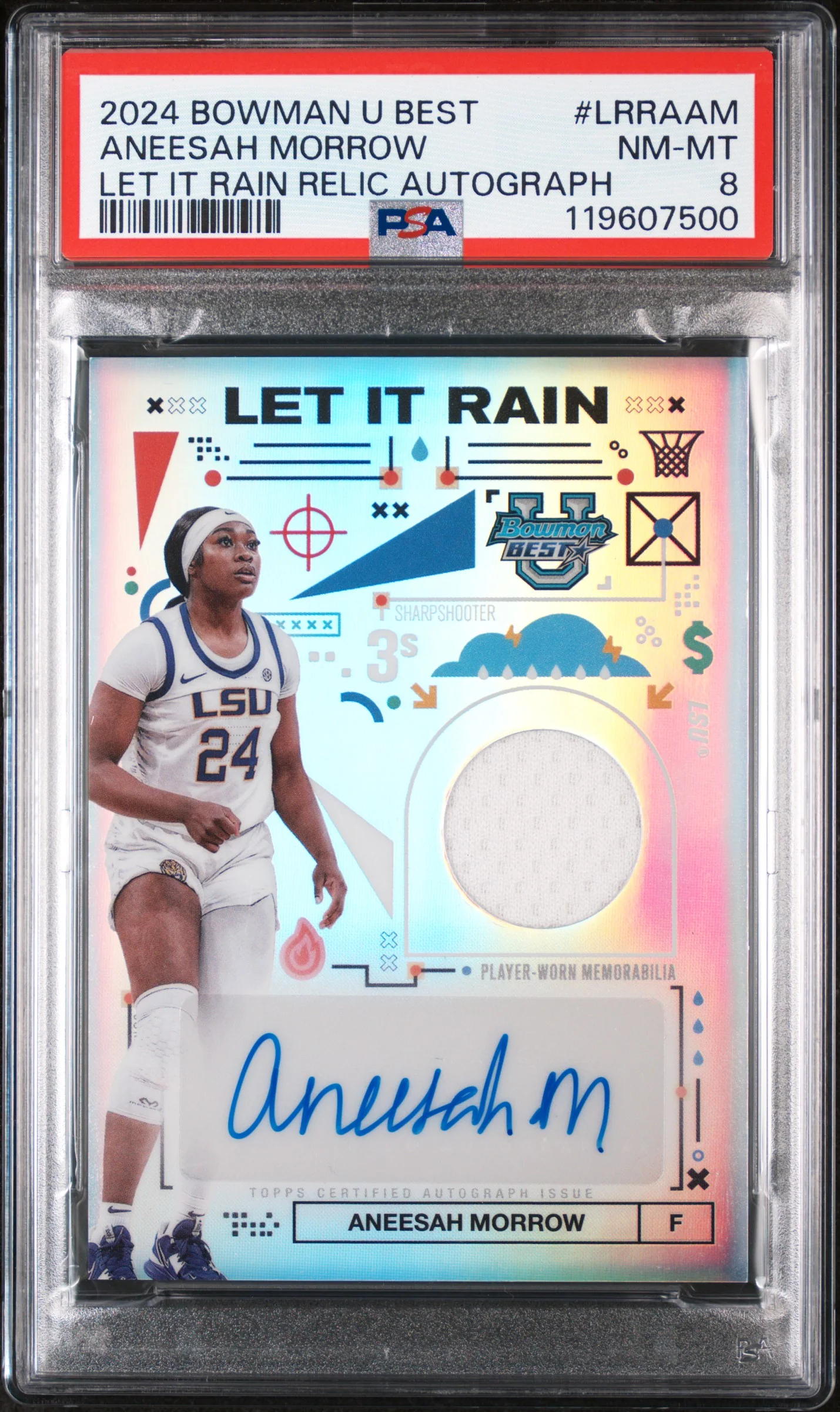 2024 Bowman U Best Let It Rain Aneesah Morrow #LRRA-AM Relic Auto PSA 8