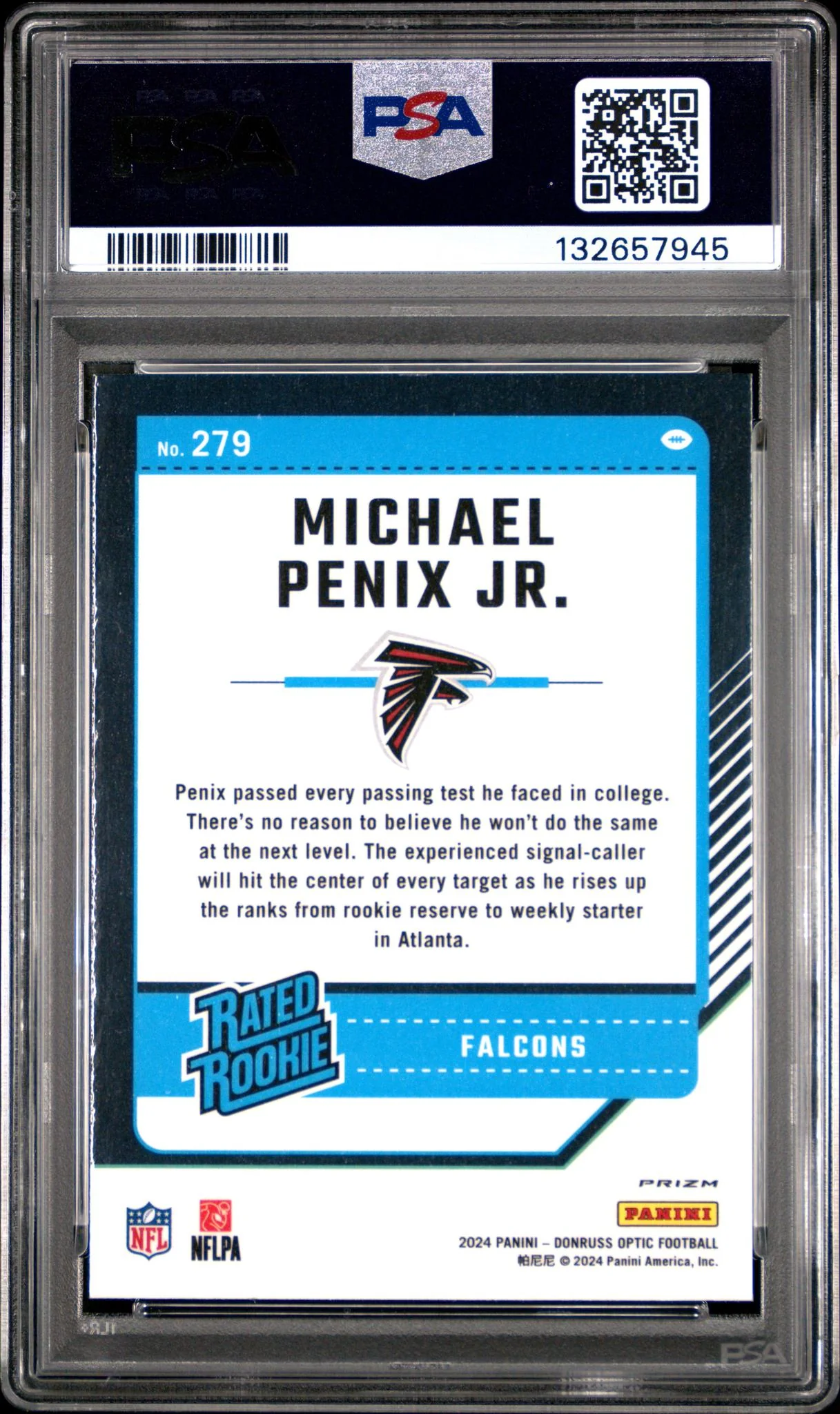 2024 Optic Red Hyper Michael Penix Jr. #279 PSA 10 - Image 2