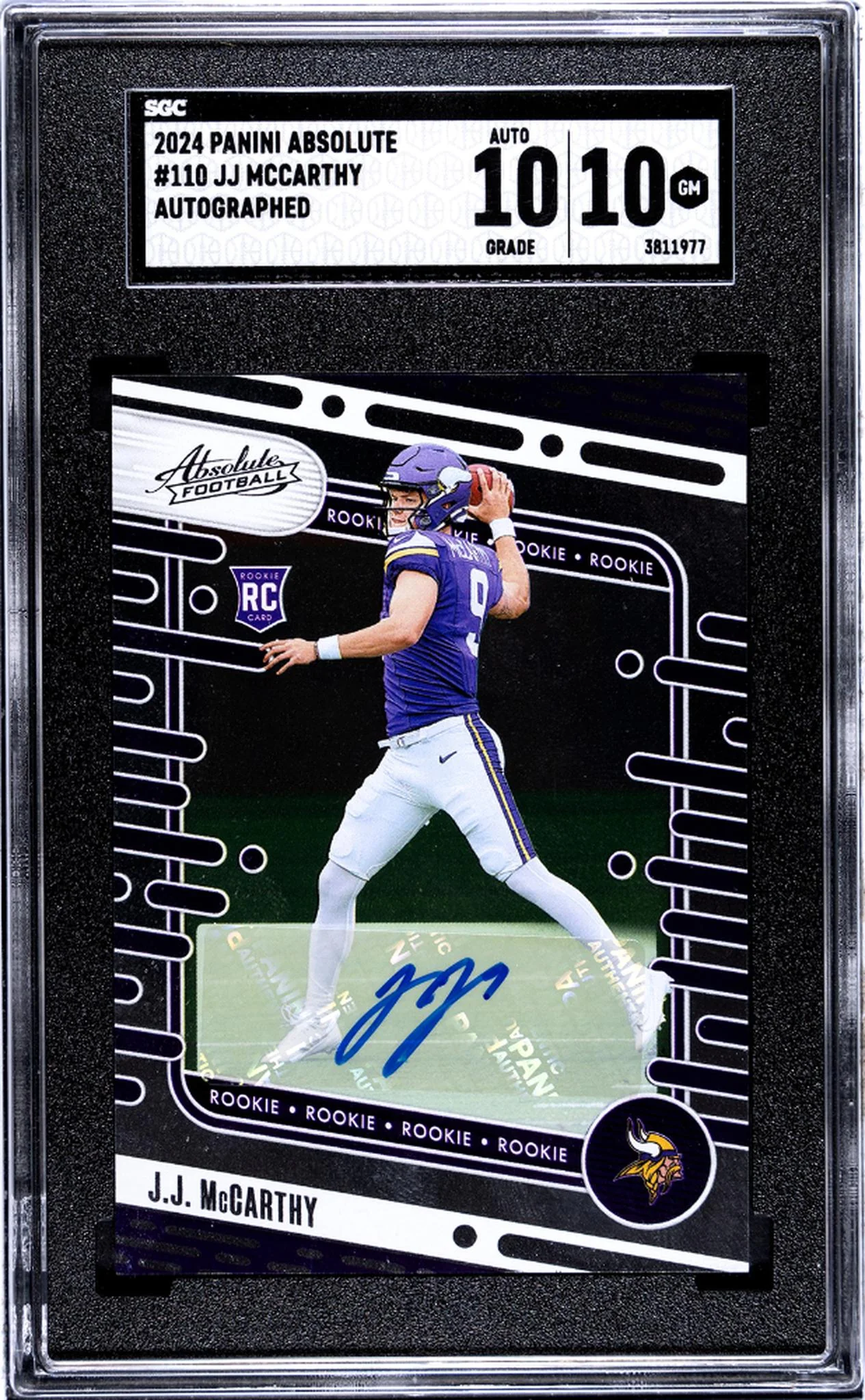 2024 Panini Absolute #110 Jj Mccarthy Auto. SGC 10