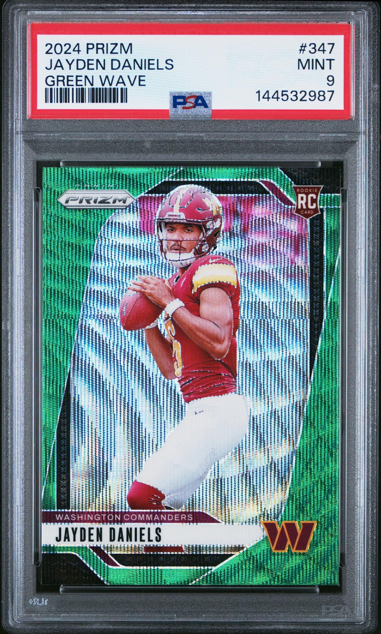 2024 Panini Prizm Green Wave Jayden Daniels #347 PSA 9