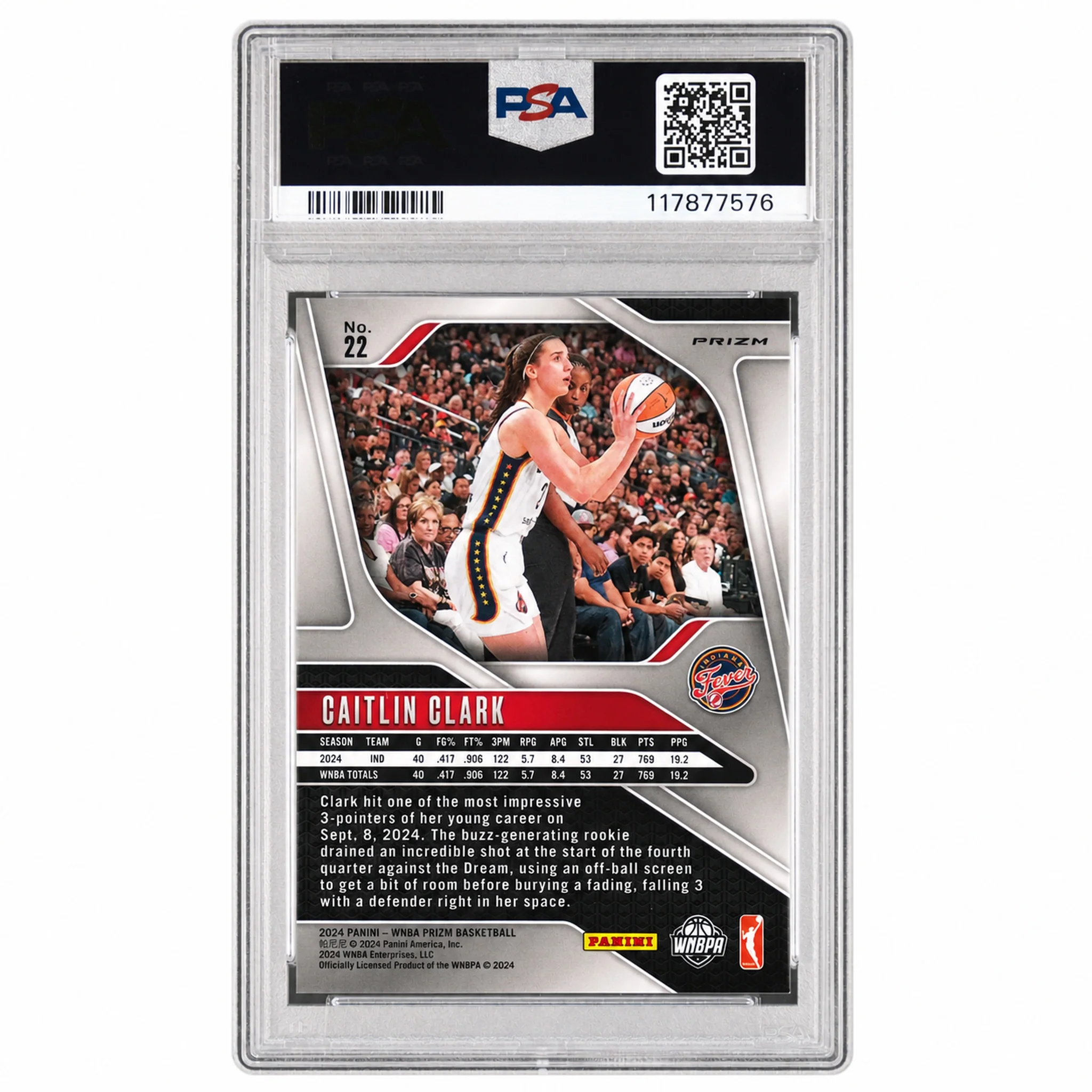 2024 Panini Prizm WNBA WNBA Logo Prizm Caitlin Clark #22 PSA 9 - Image 2