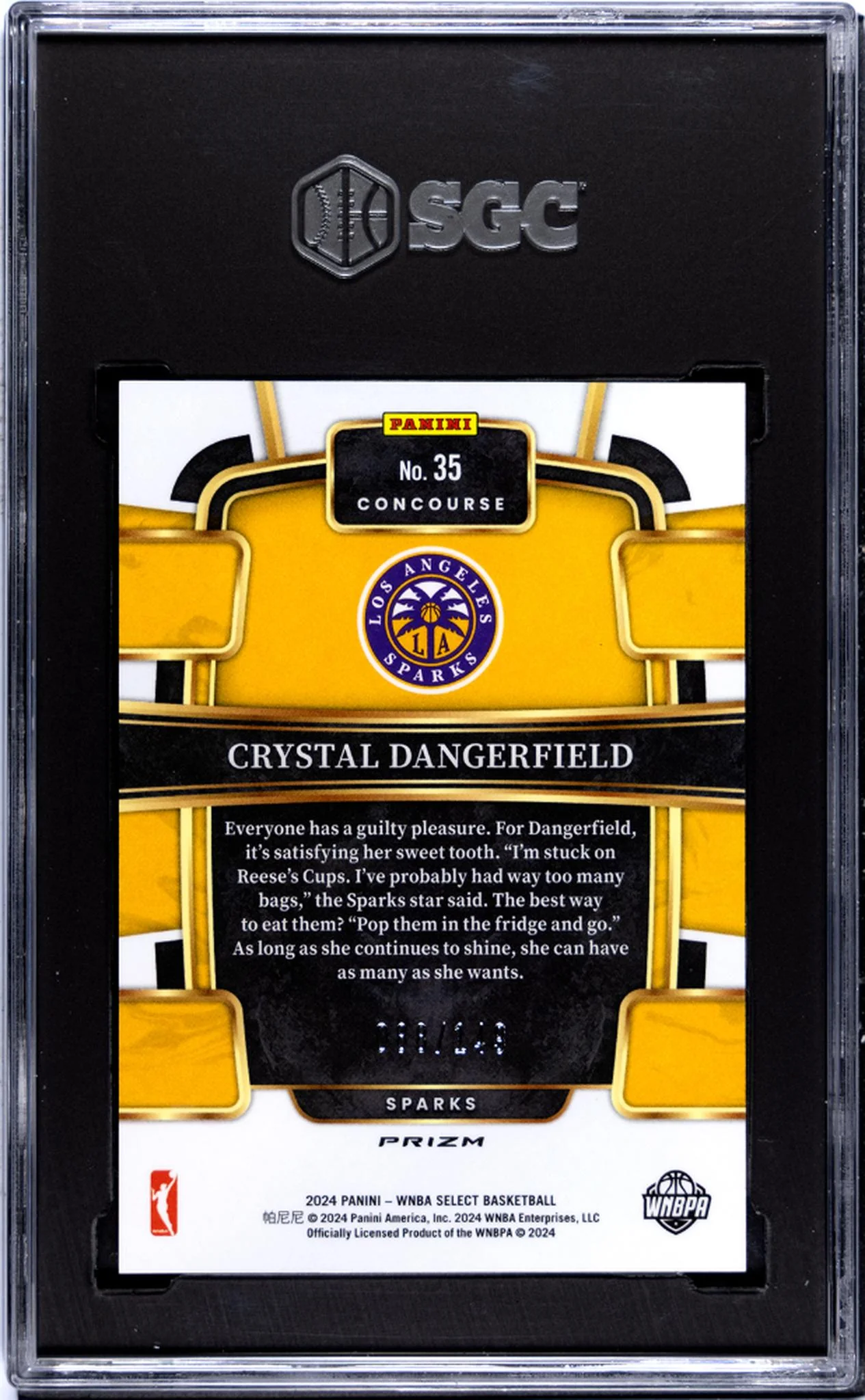 "2024 Panini Select Red Prizm Crystal Dangerfield #35 /149 SGC 10" - Image 2