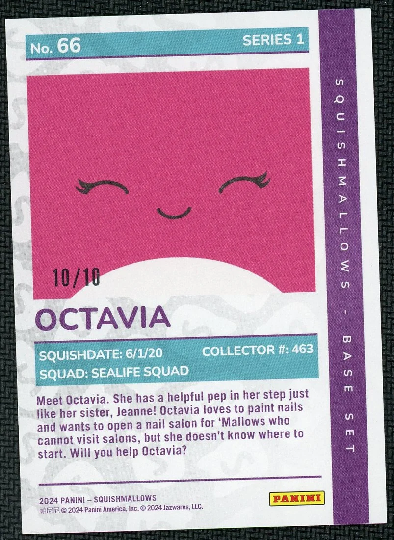 2024 Panini Squishmallows Series One 66 Octavia 10/10 - Image 2
