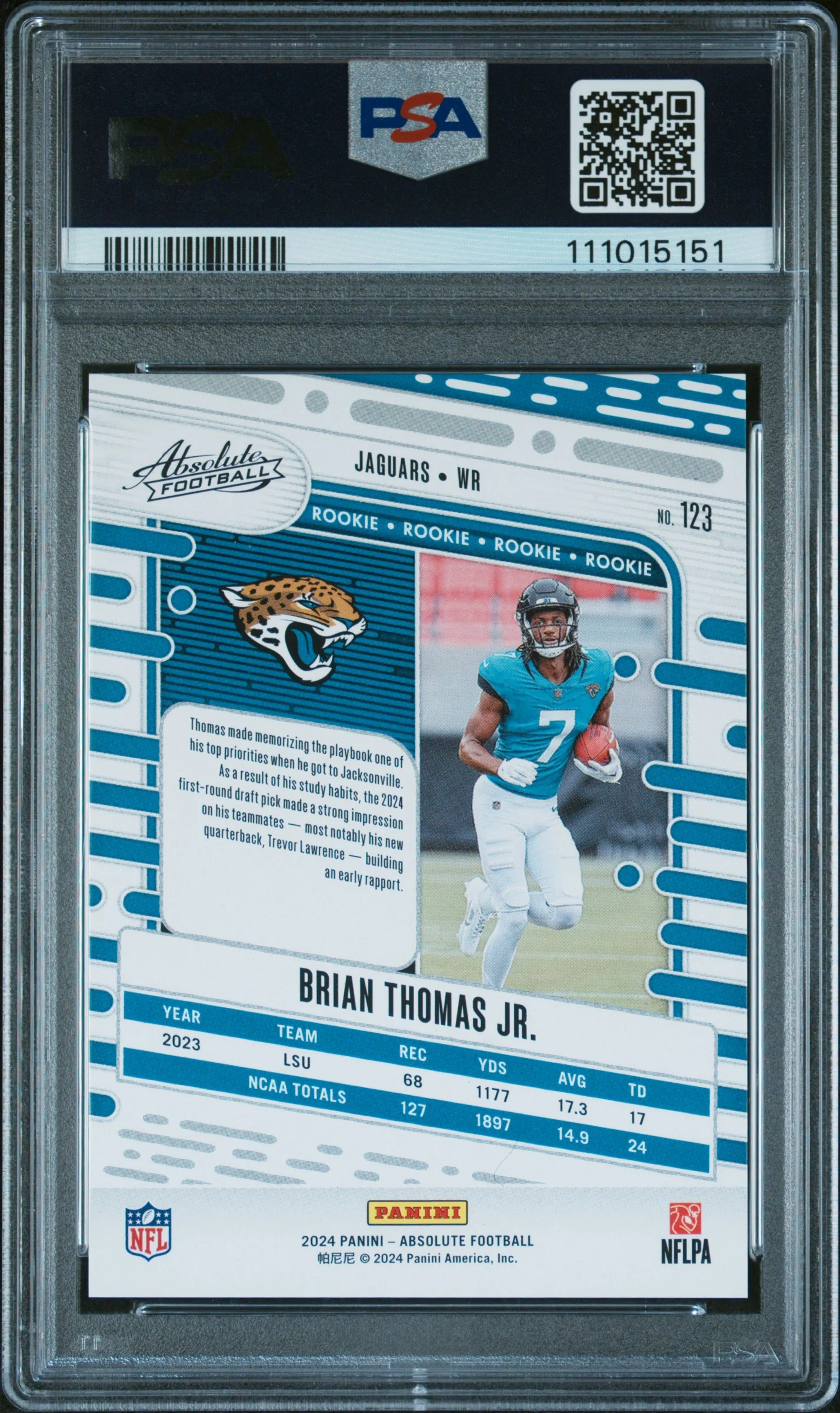 2024 Red Squares Brian Thomas Jr. #123 PSA 10 - Image 2