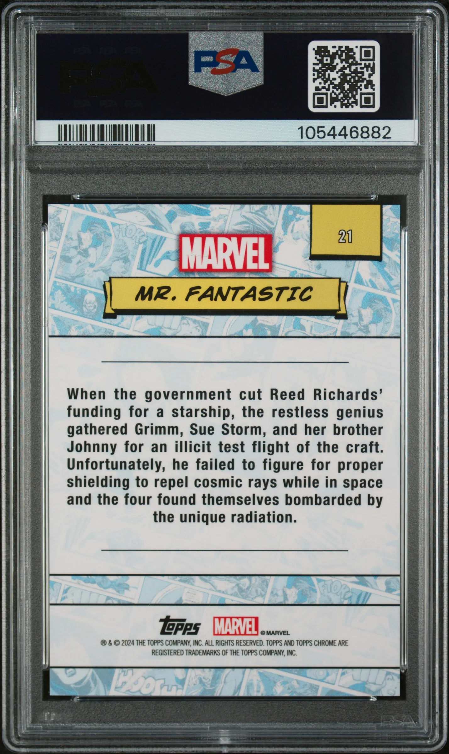 2024 Topps Chrome Marvel Sapphire Edition Gold Mr. Fantastic #21 /50 PSA 9 - Image 2