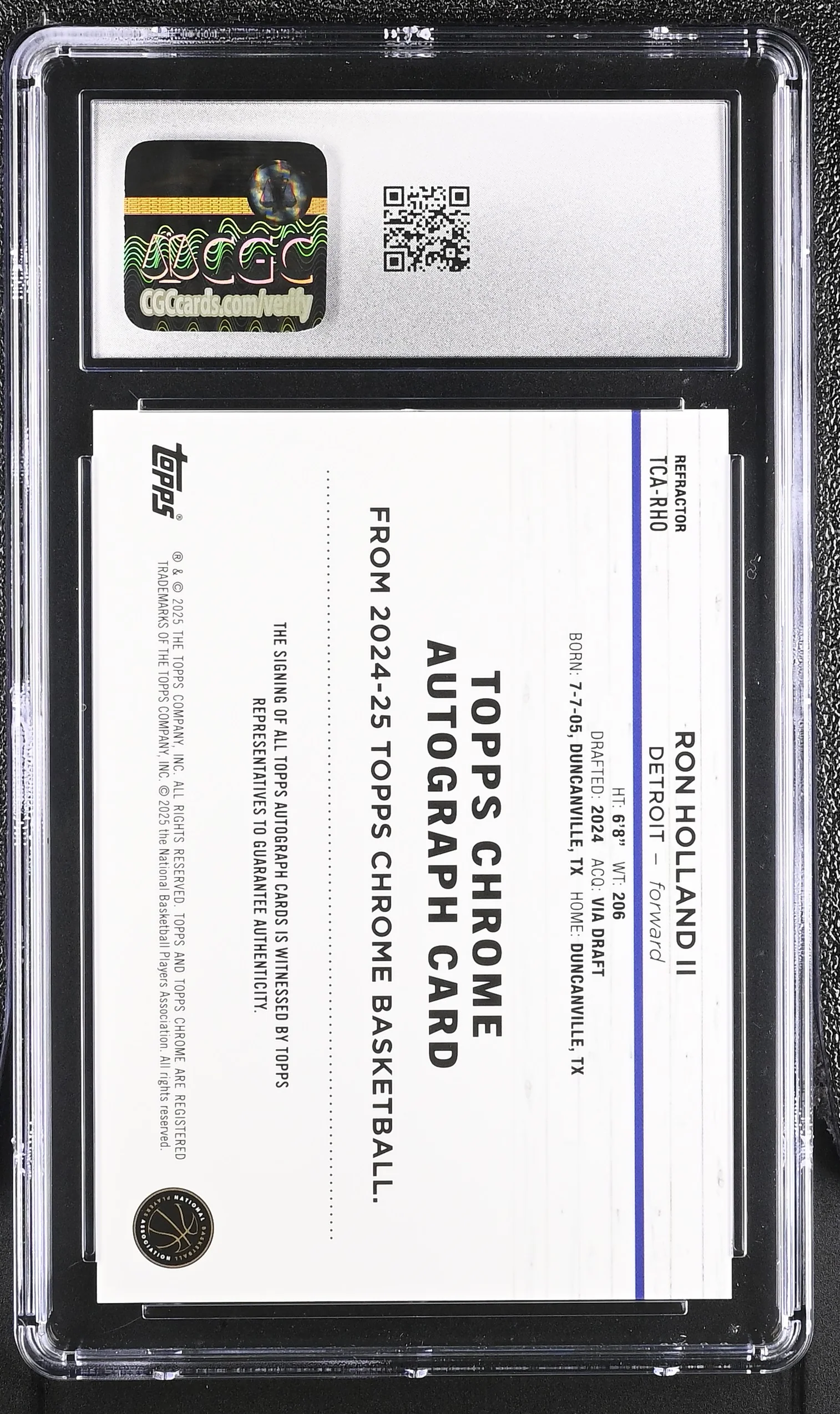 2024 Topps Chrome #TCA-RHO Ron Holland II Autographs Auto CGC 10 - Image 2