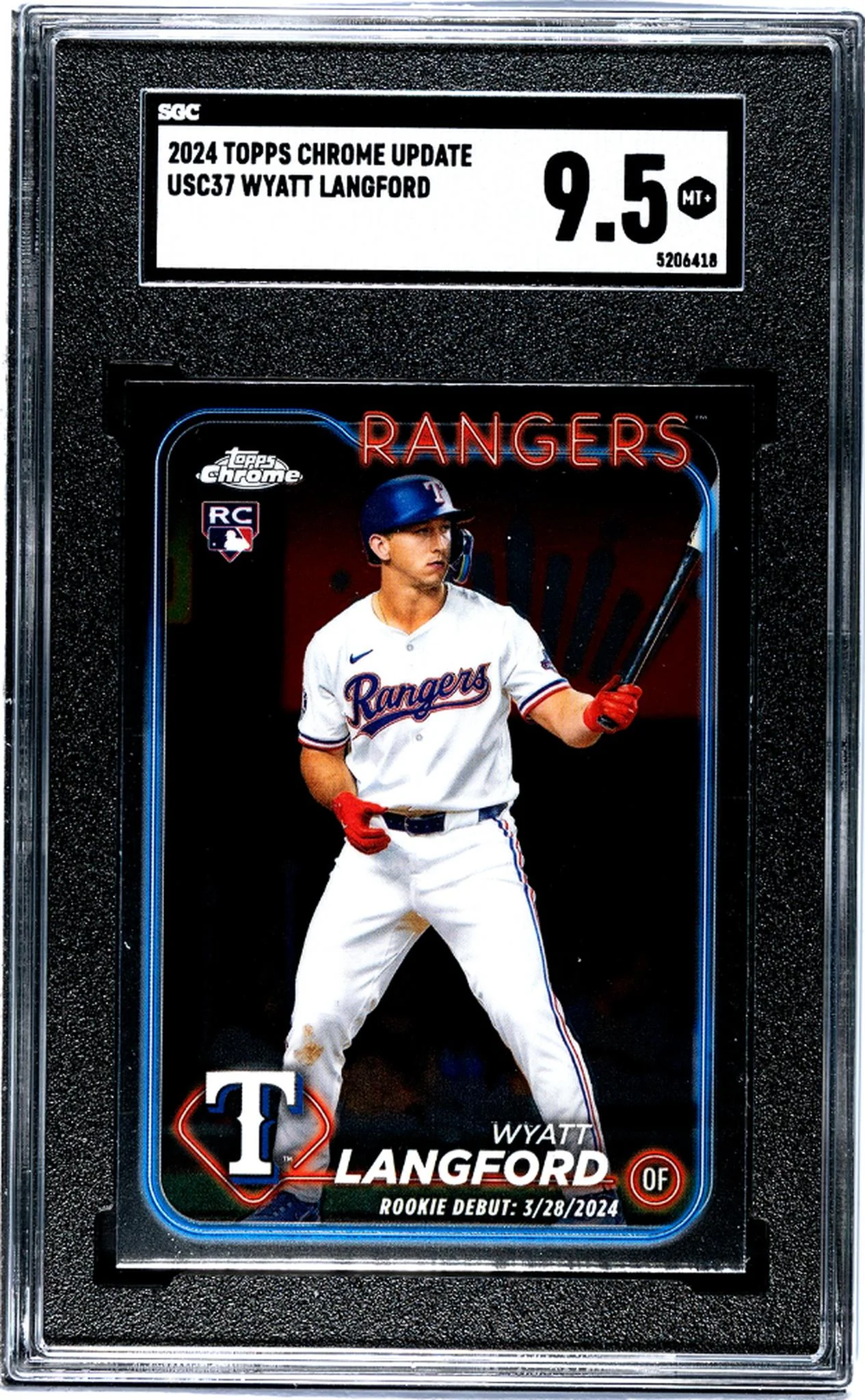 2024 Topps Chrome Update Wyatt Langford #USC37 RC SGC 9.5