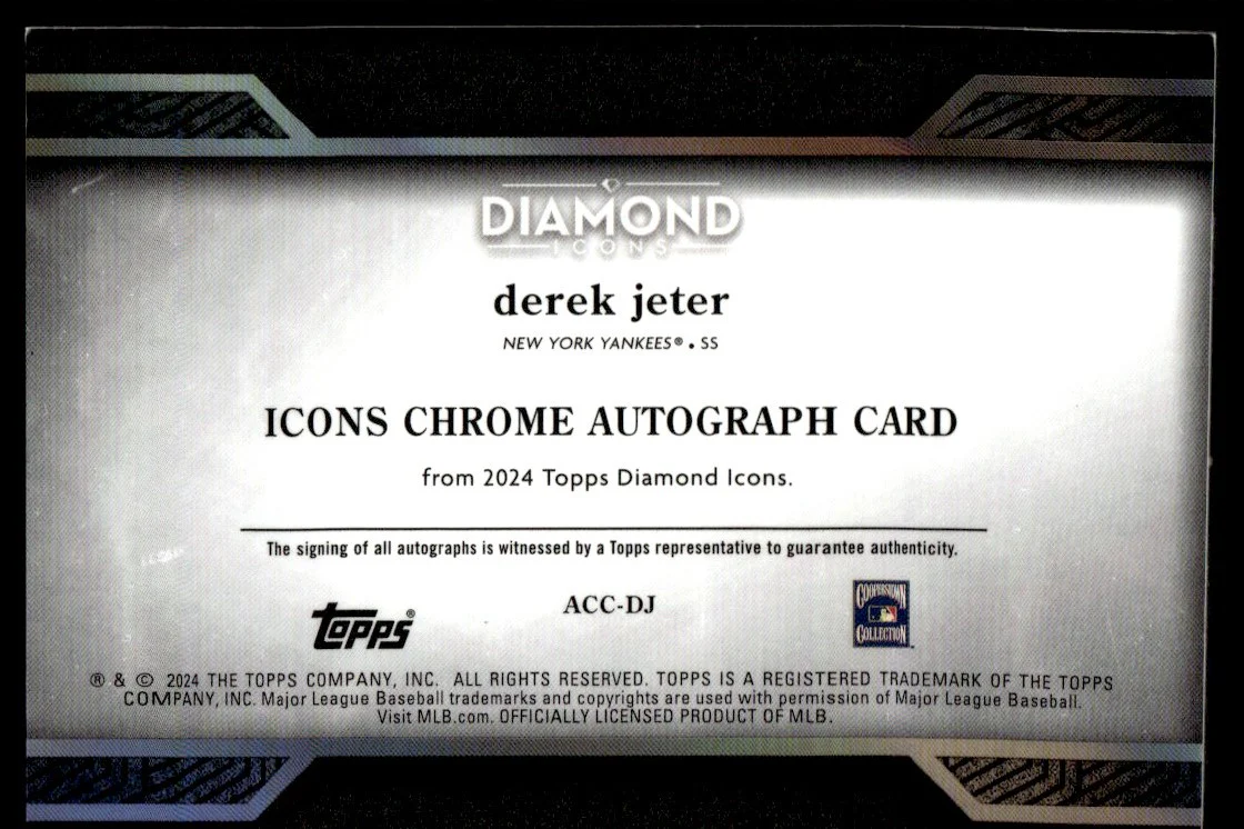 2024 Topps Diamond Icons ACC-DJ Derek Jeter Icons Chrome Autograph Card /15 New York Yankees - Image 2