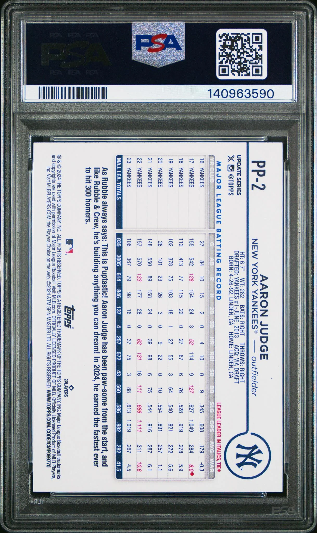 2024 Topps Update Paw Patrol Aaron Judge #PP2 PSA 10 - Image 2