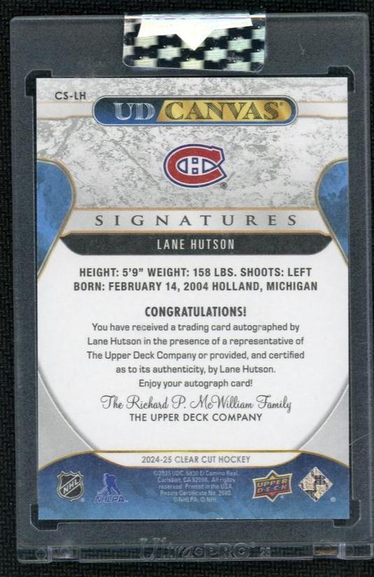 2024 Upper Deck UD Canvas CS-LH Lane Hutson Signatures /49 Montreal Canadiens Auto - Image 2