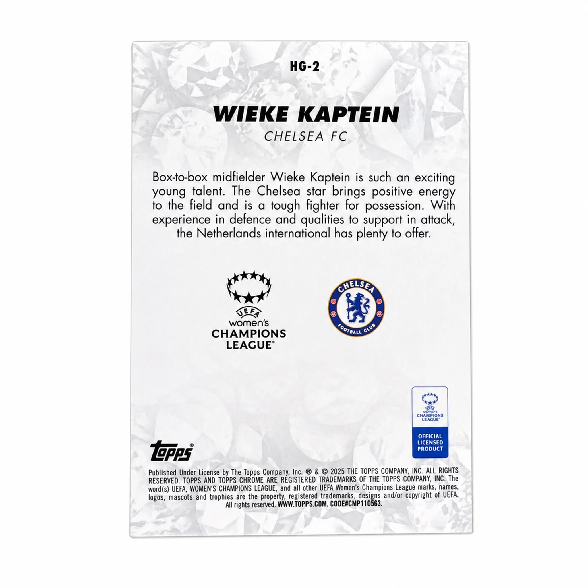 2025-26 Topps Chrome #HG-2 Wieke Kaptien Hidden Gems Rookie RC SSP - Image 2