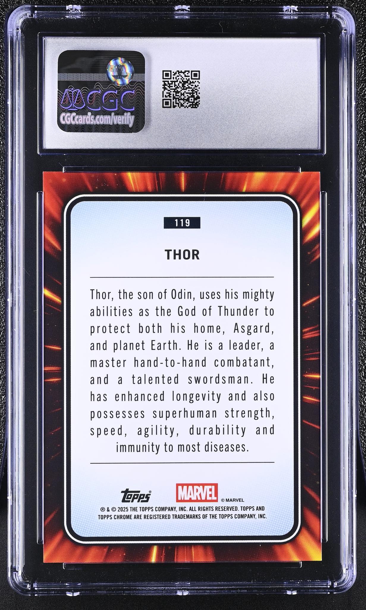 2025 Chrome #119 Thor Blue & Green Shimmer Refractor /299 CGC 8 - Image 2