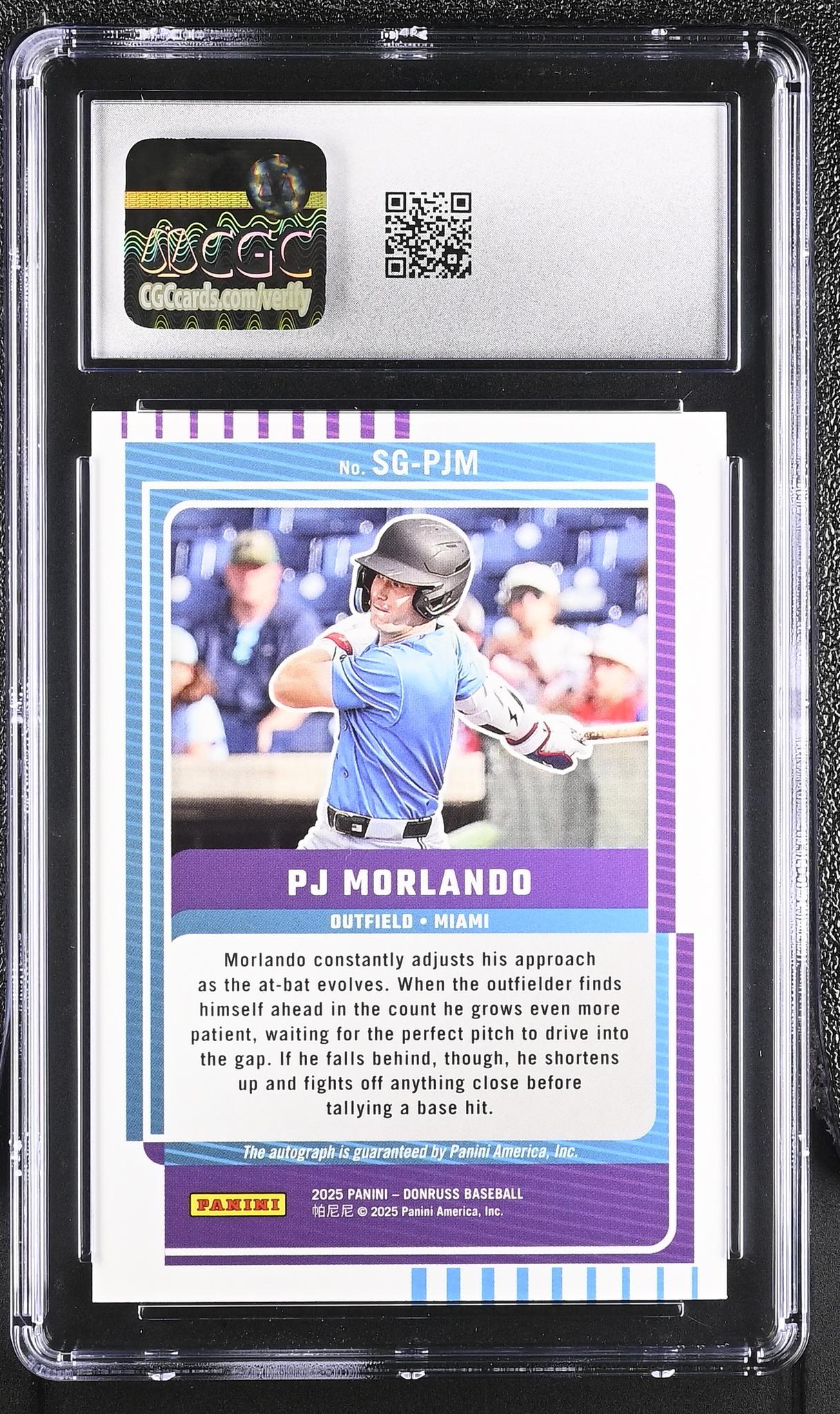 2025 Donruss #SG-PJM PJ Morlando Signature Series /15 CGC 10 - Image 2