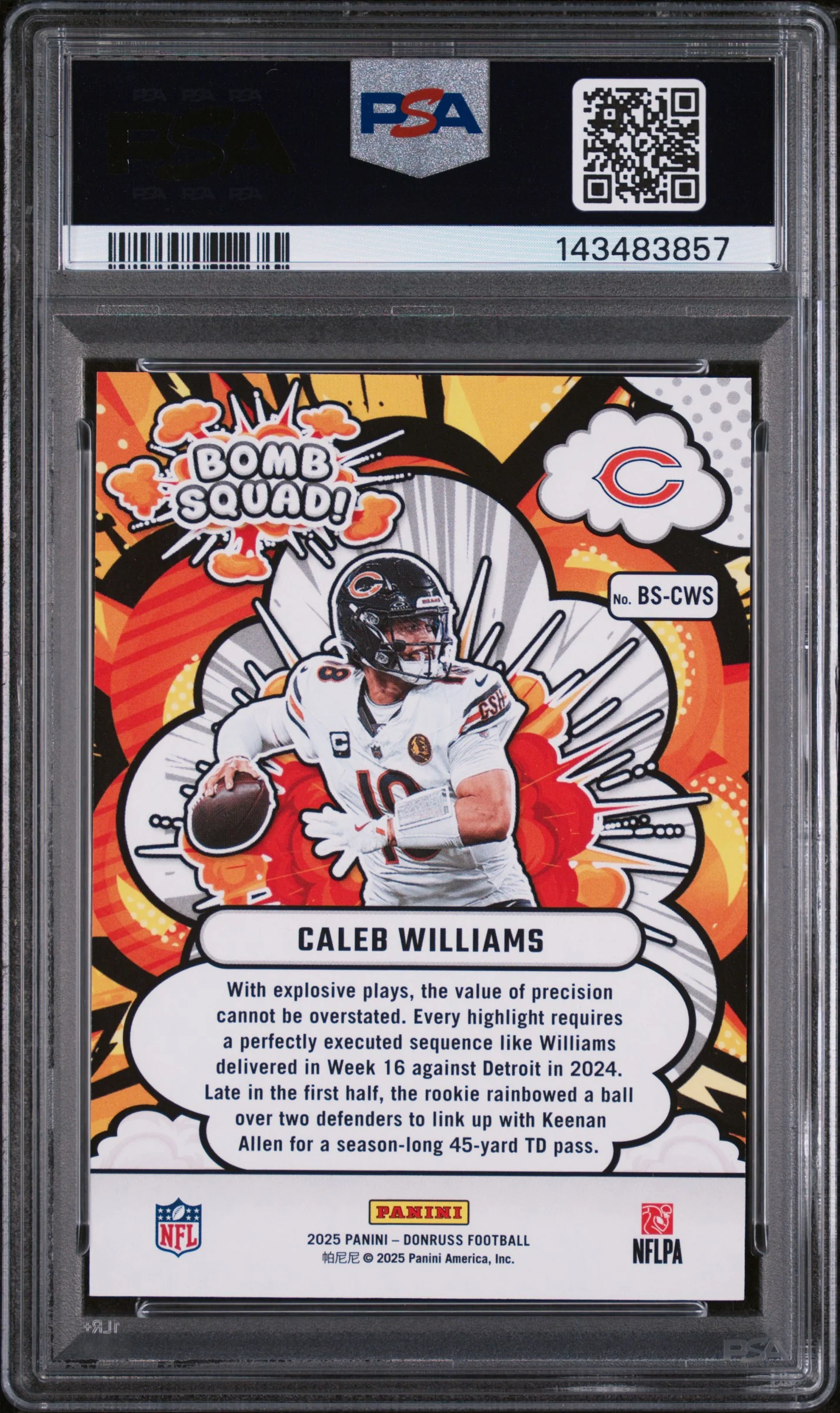 2025 Panini Donruss Bomb Squad Holo Caleb Williams #BS-CWS /10 PSA 10 - Image 2