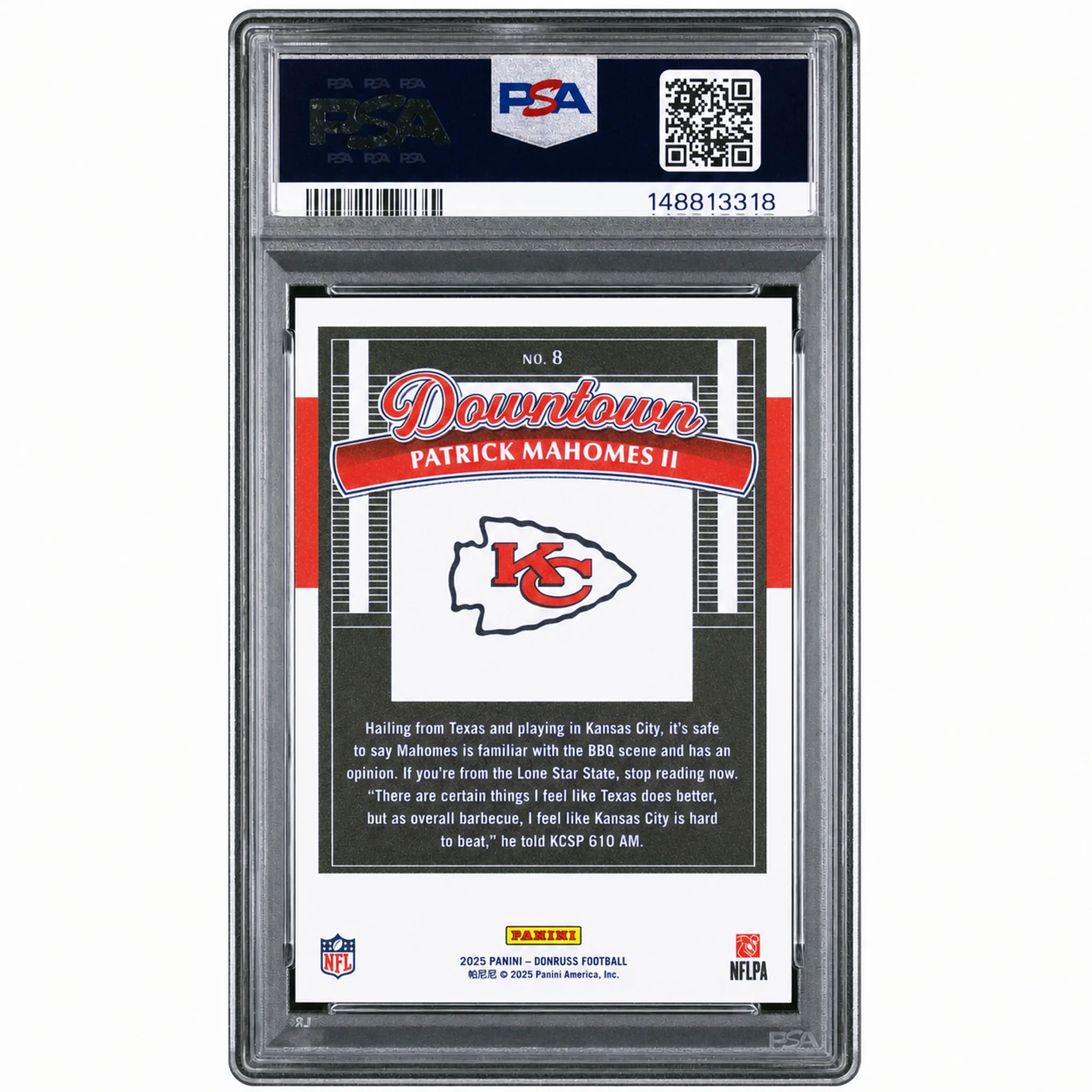 2025 Panini Donruss Downtown Patrick Mahomes II #8 PSA 10 - Image 2