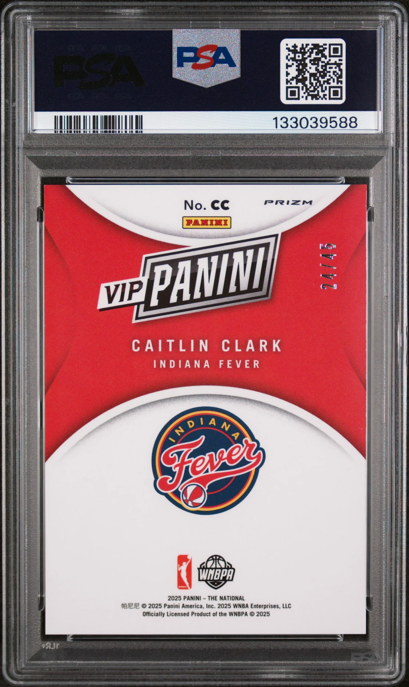 2025 Panini National Sports Collectors Convention VIP Gold National Sparkle Caitlin Clark #CC /45 PSA 10 - Image 2