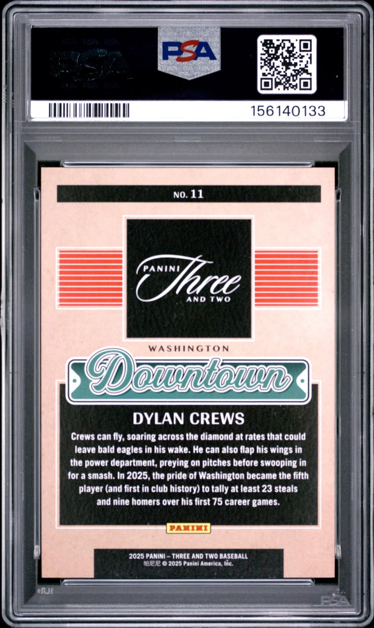 2025 Panini Three and Two Downtown Dylan Crews #11 PSA 9 - Image 2