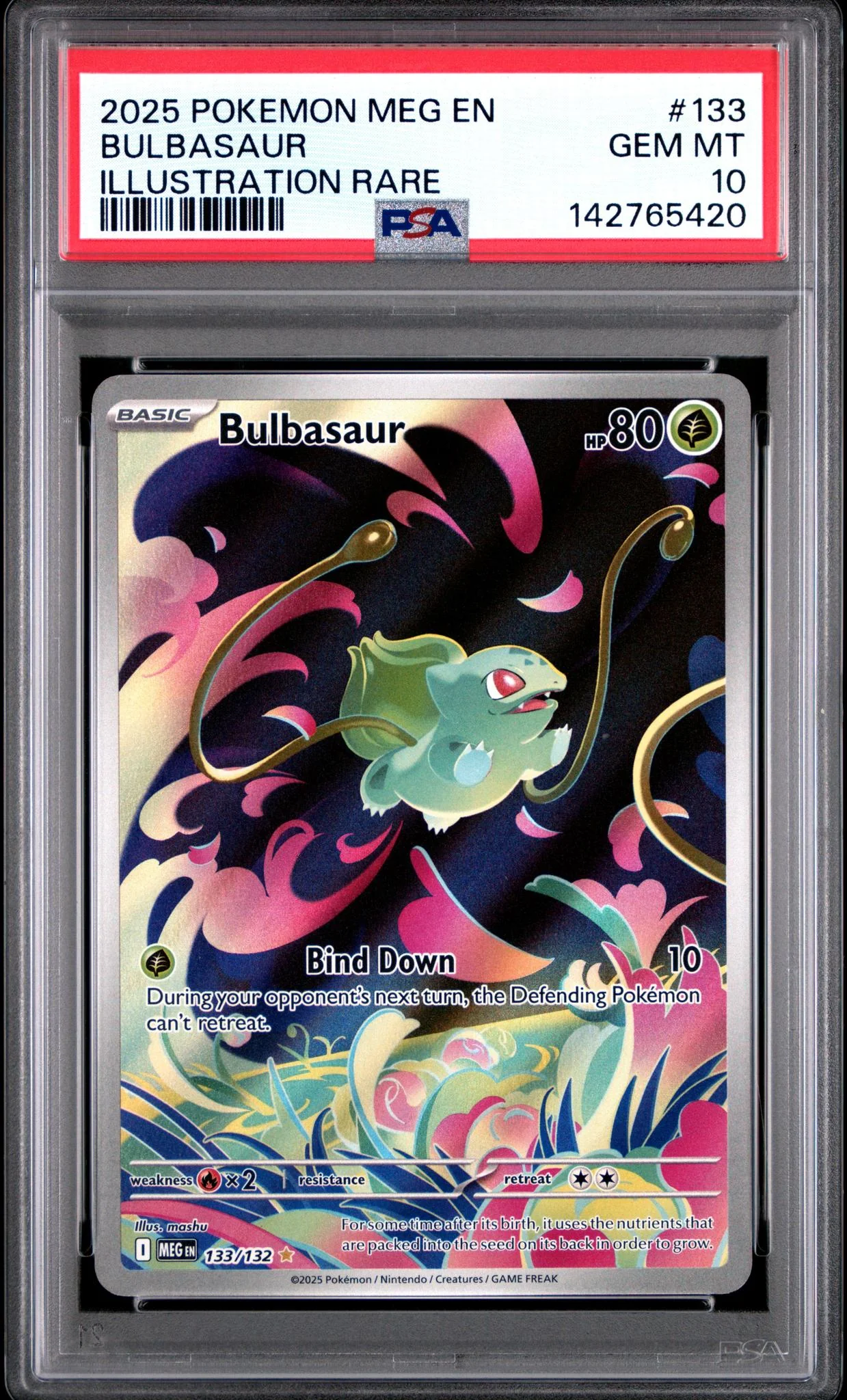 2025 Pokemon Mega Evolution Promo Illustration Rare Bulbasaur #133 PSA 10